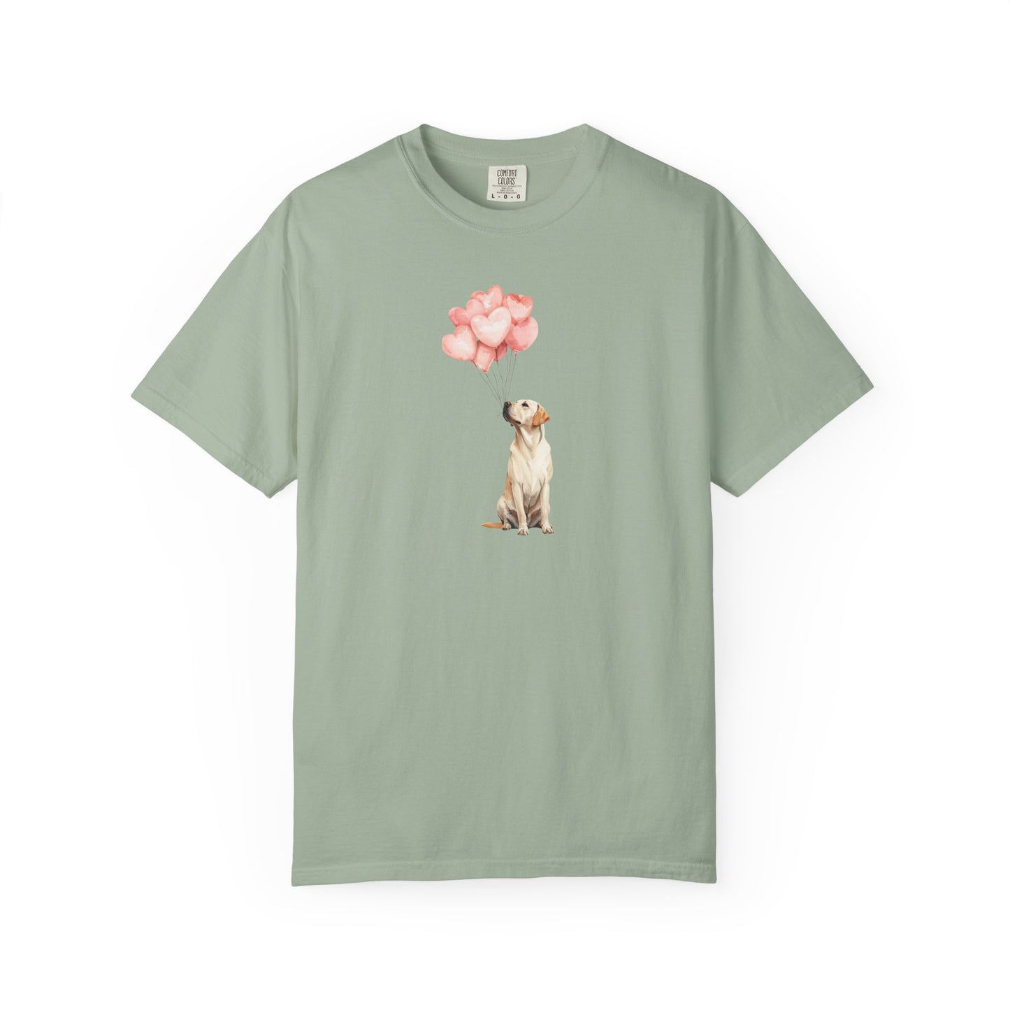 Yellow Labrador with Heart Balloons Tee
