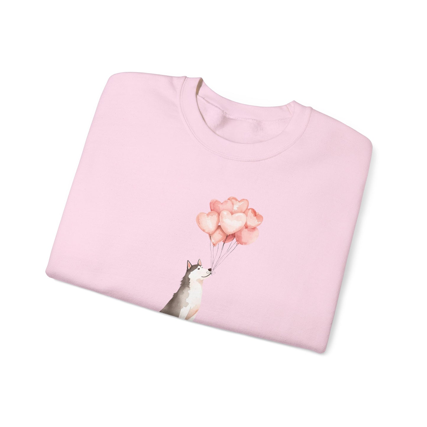 Watercolor Husky with Heart Balloons Sweatshirt