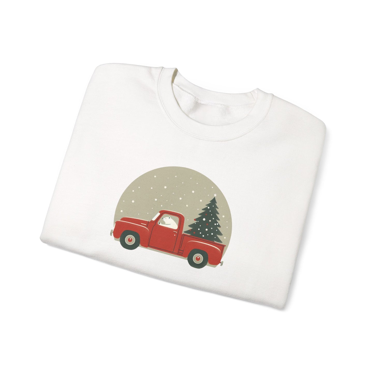 Snow Globe Delivery, Polar Bear Christmas Truck Design Crewneck