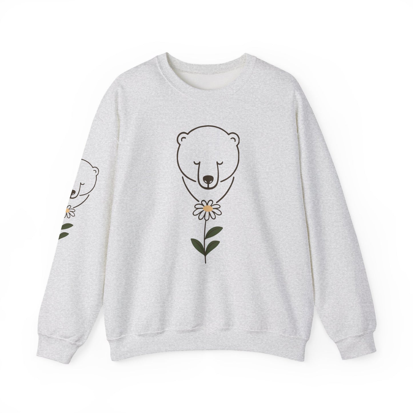 Polar Bear Wildflower Sweatshirt | Minimalist Nature Graphic