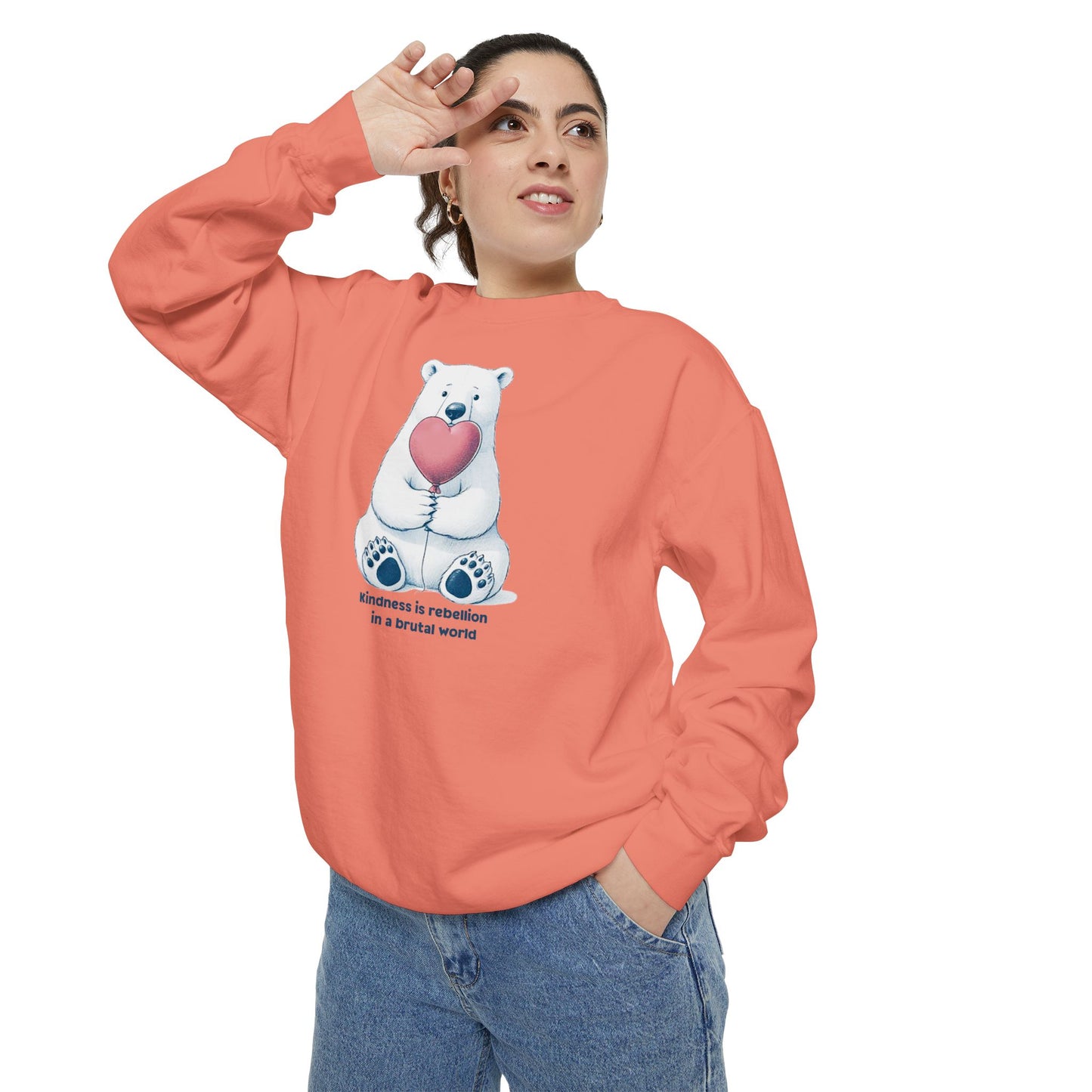 Comfort Colors Polar Bear Kindness Sweatshirt Tags