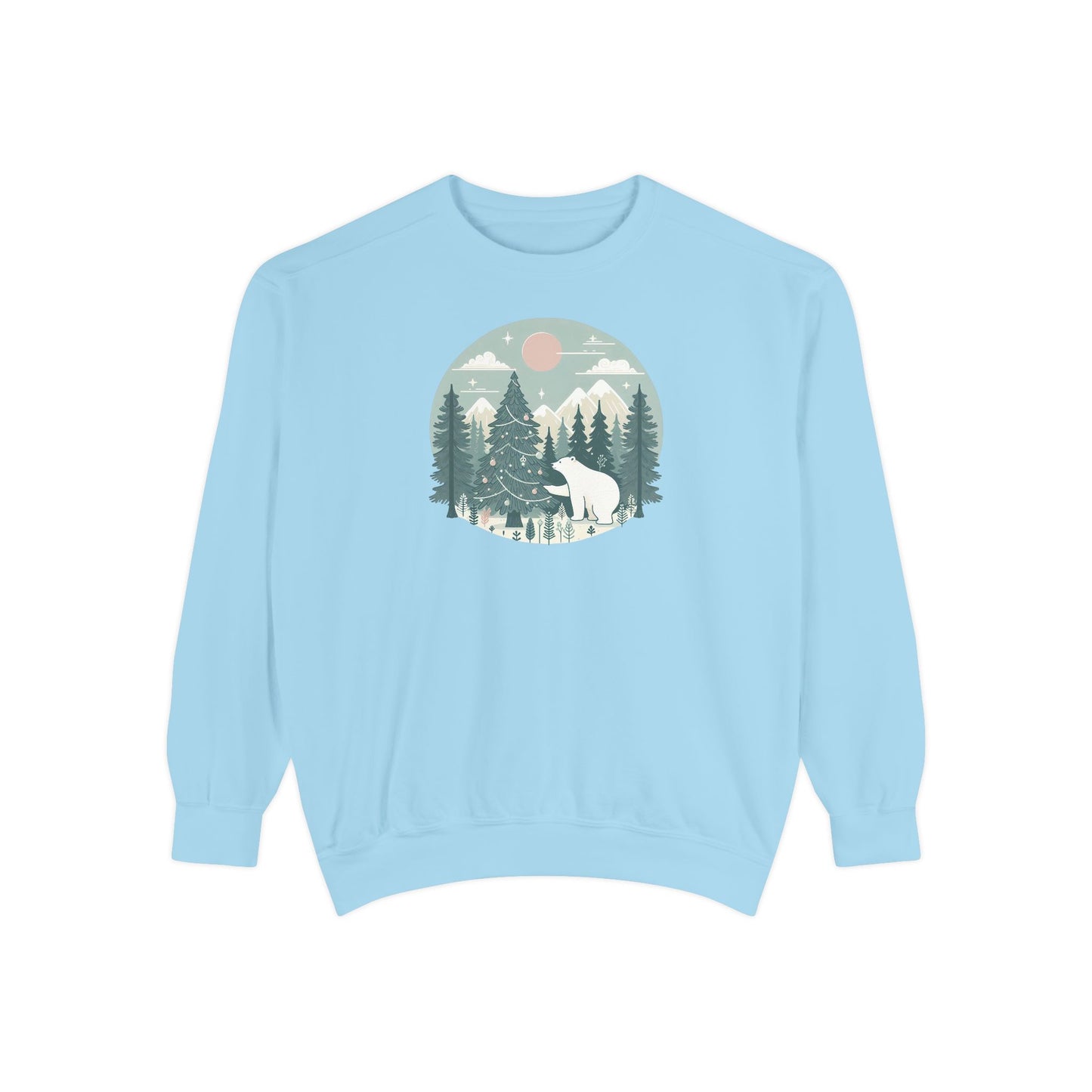 Winter Forest Polar Bear Comfort Colors Crewneck