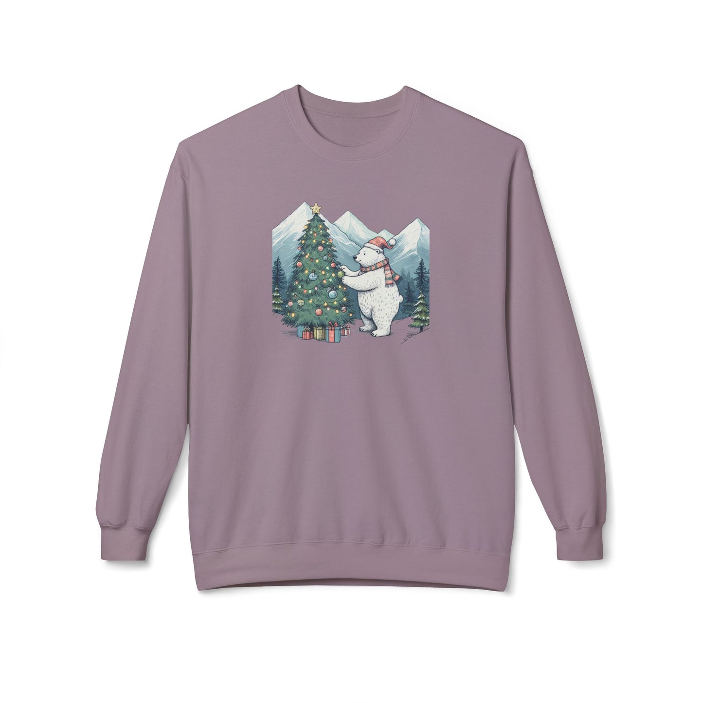 Polar Christmas Mountains Midweight Crewneck Sweatshirt
