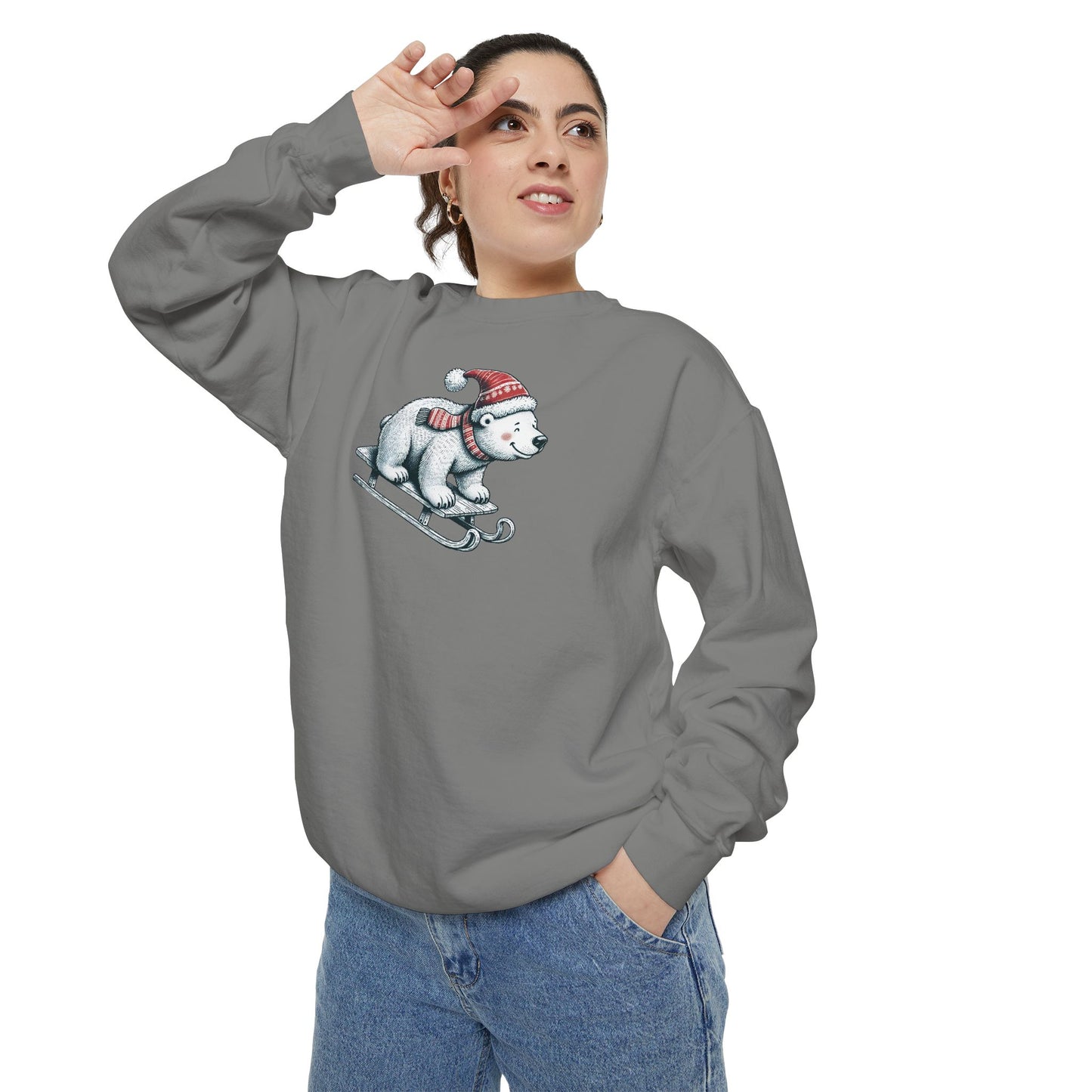 Let It Snow Polar Bear Comfort Colors Sweatshirt