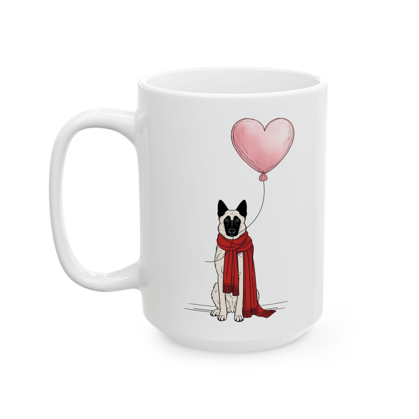 Minimalist Winter Malinois Heart Balloon Mug