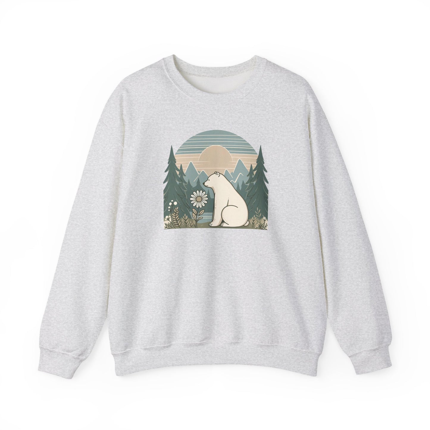 Polar Bear Daisy Sweatshirt | Cozy Nature Graphic Pullover