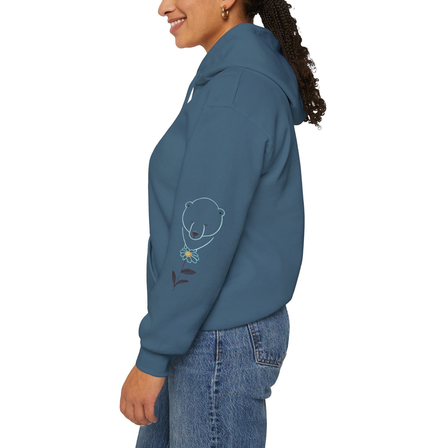 Minimalist Polar Bear & Daisy Hoodie