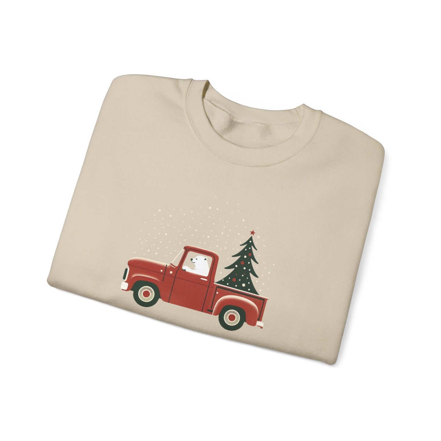 Polar Bear Holiday Haul, Vintage Red Christmas Truck Sweatshirt