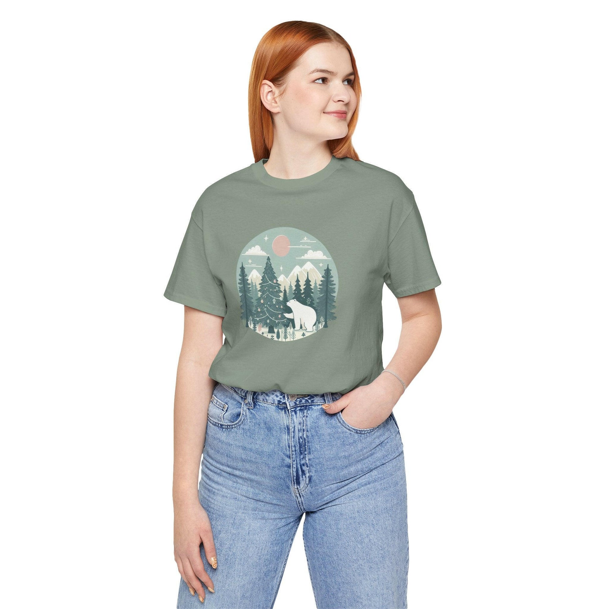 Polar Bear Decorating Christmas Tree Tee - Stompy Paws