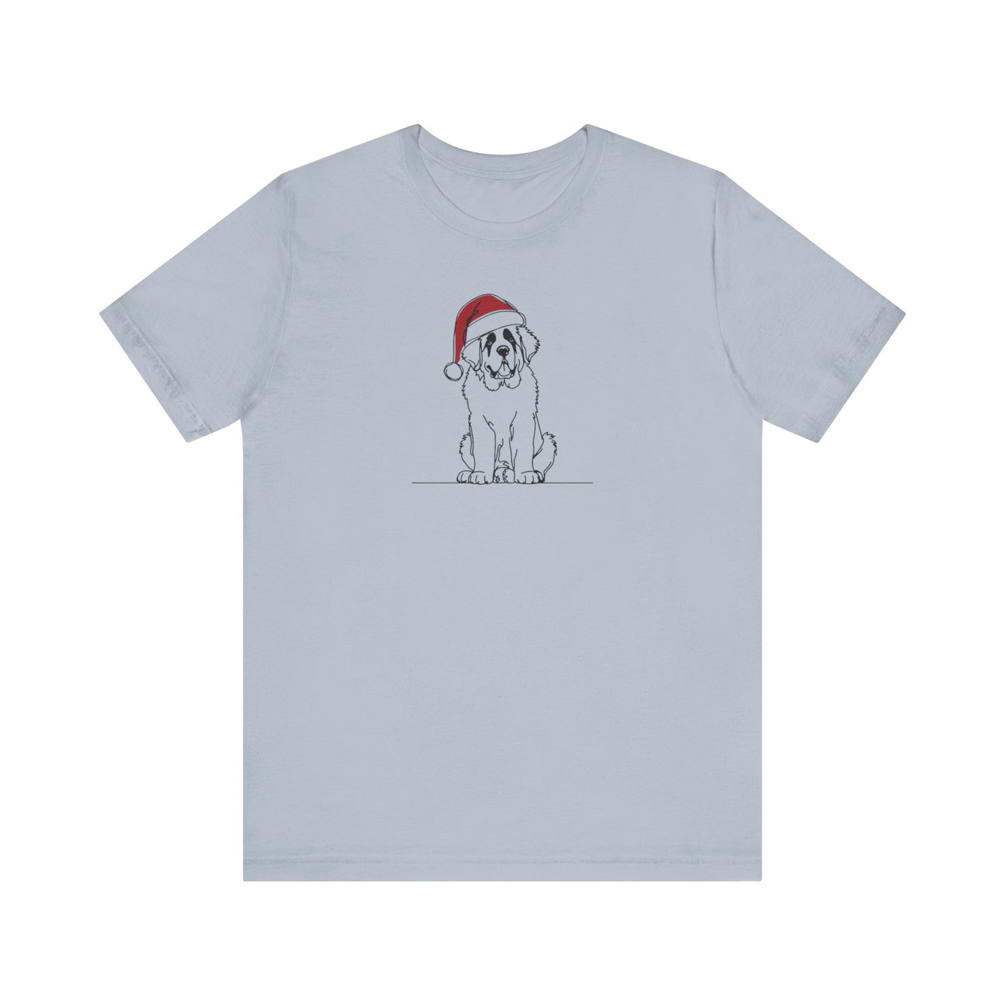 St. Bernard Santa Hat T-Shirt, Minimalist Holiday Dog Graphic Tee | Stompy Paws