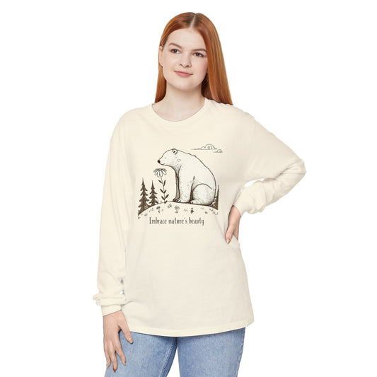 Embrace Nature’s Beauty Polar Bear Long Sleeve Shirt | Gentle Wildlife Tee
