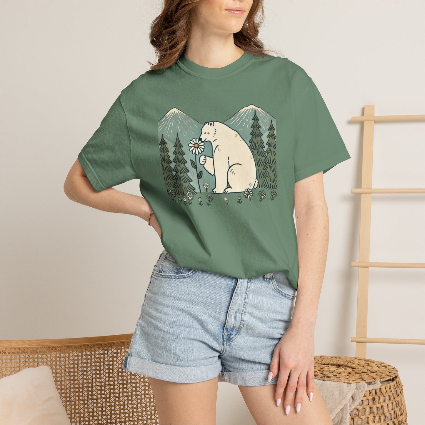 Woodland Polar Bear Comfort Colors Tee