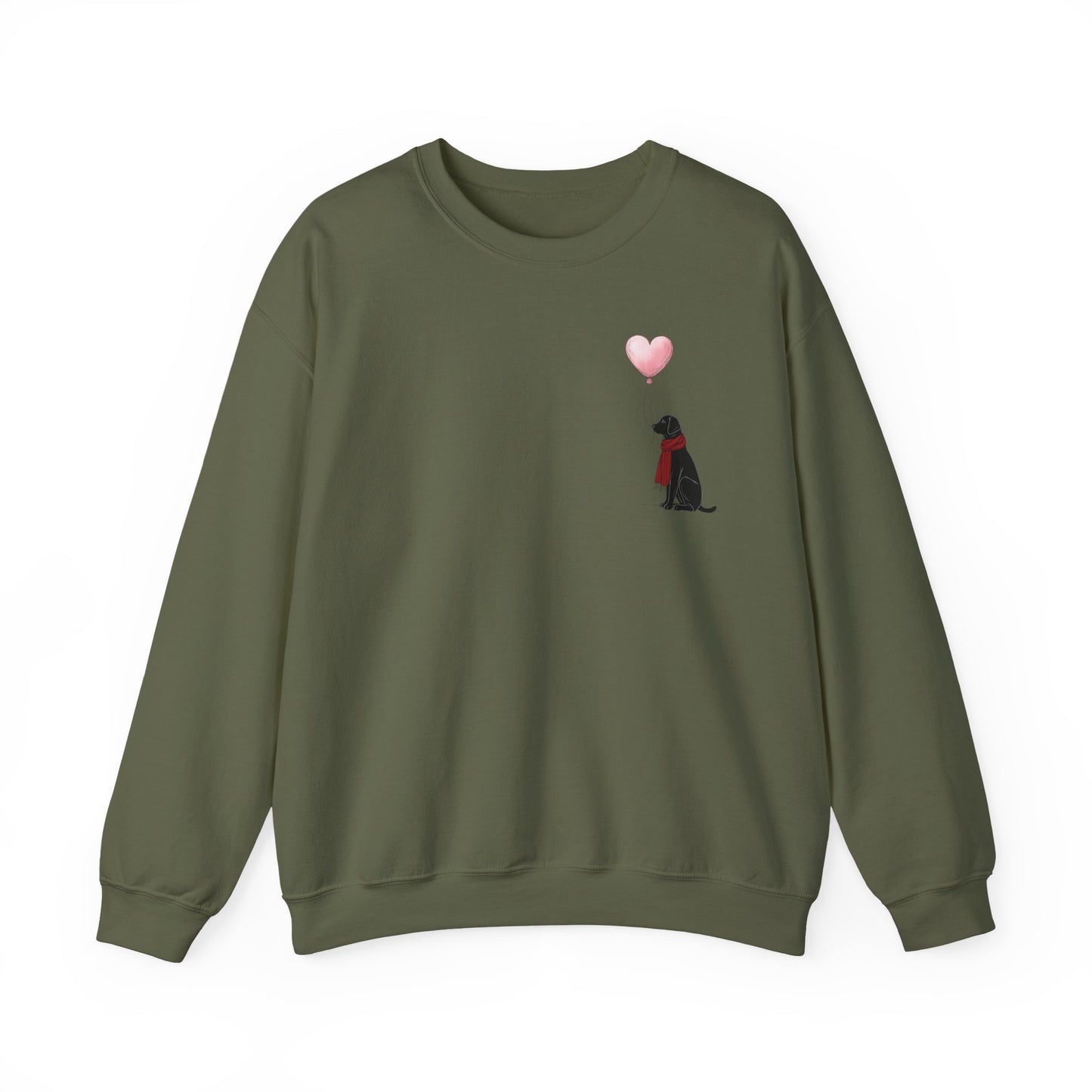 Black Labrador with Heart Balloon Sweatshirt