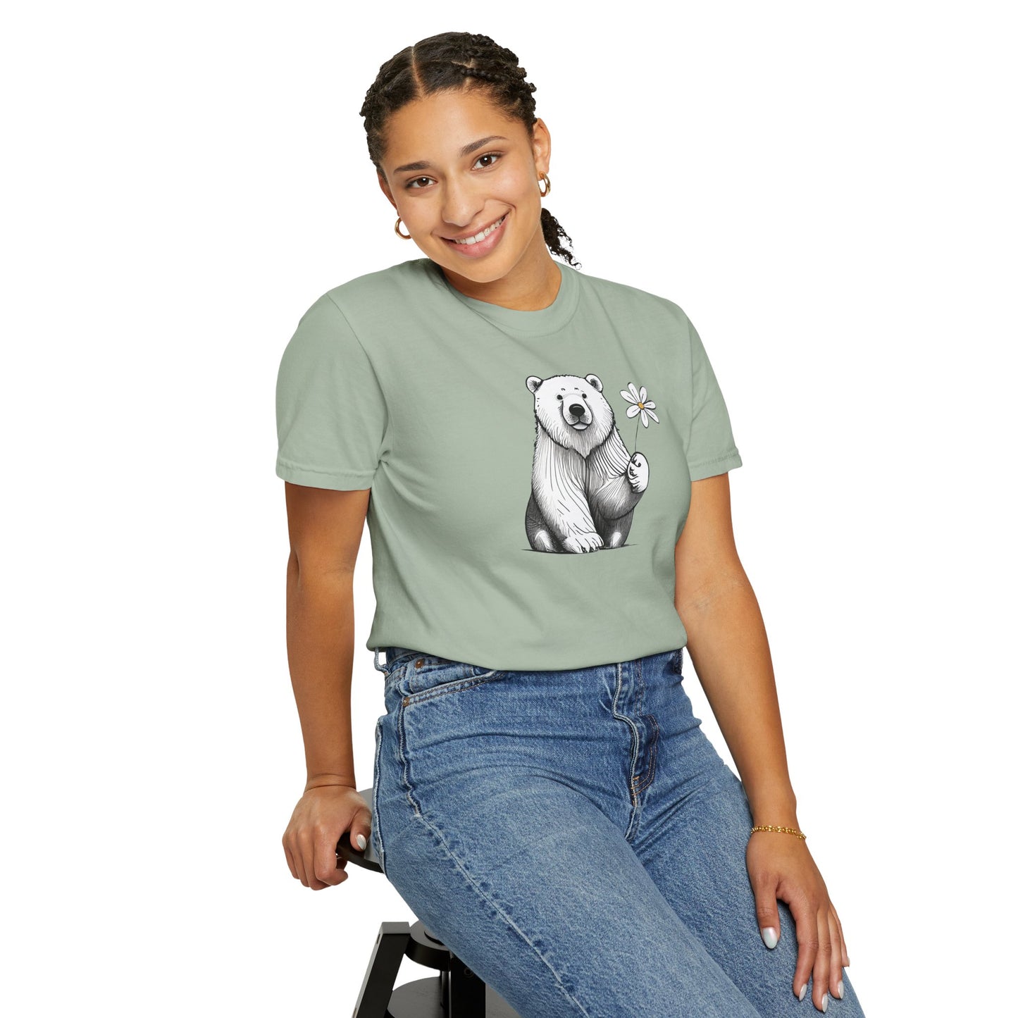 Engraved Bear & Daisy Graphic Tee | Comfort Colors® Heritage Artisan Sketch Shirt