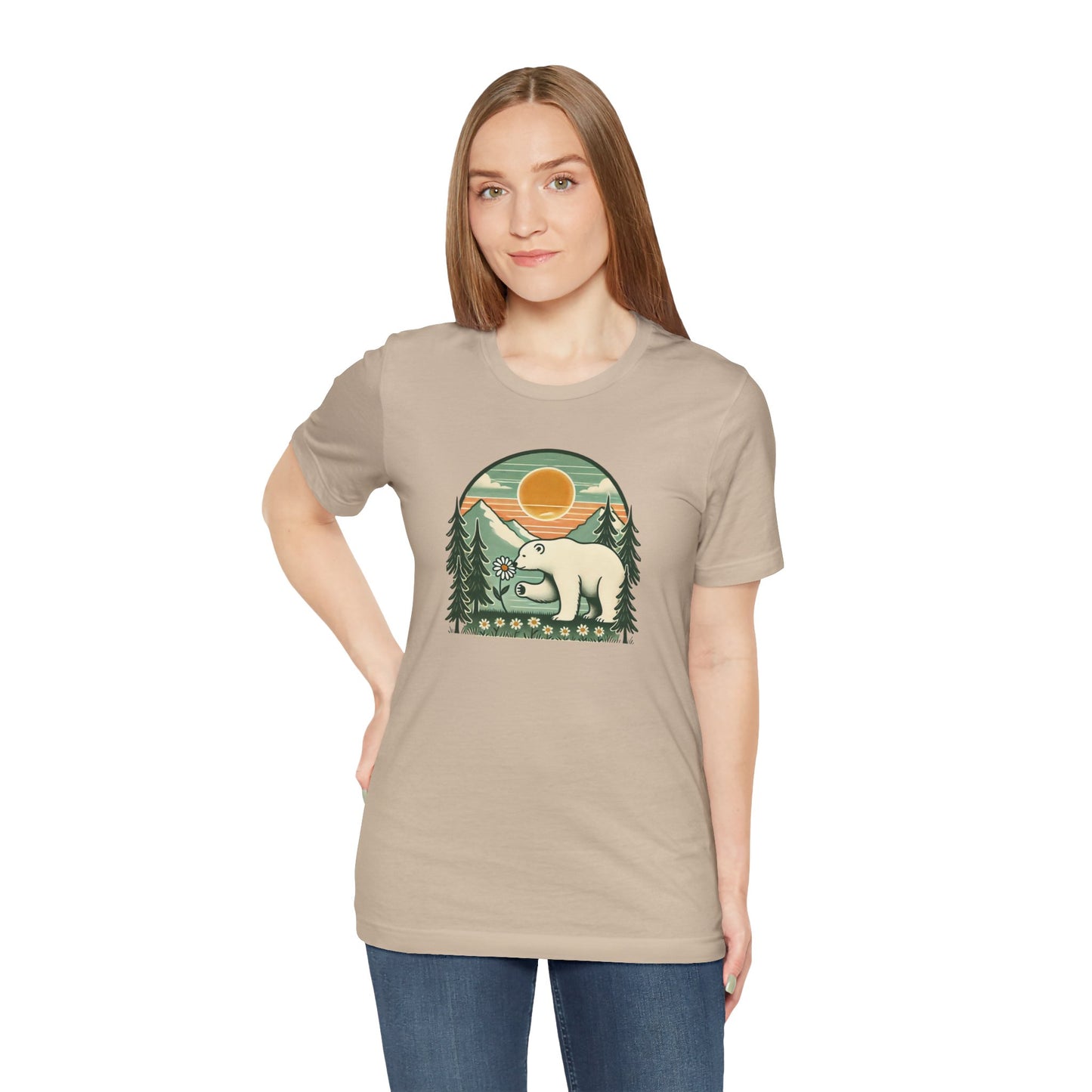 Polar Bear Daisy Tee | Nature Graphic T-Shirt