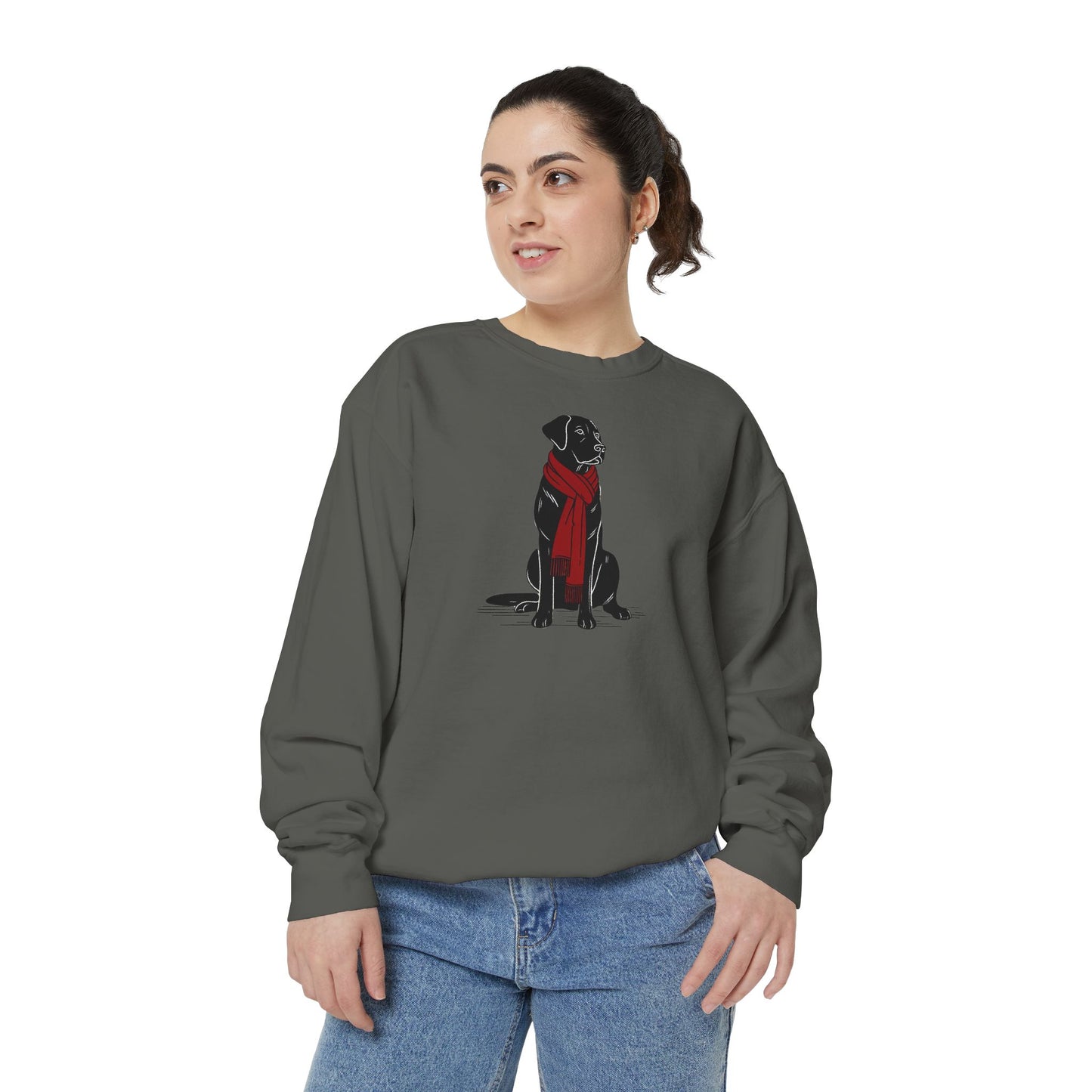 Black Lab Red Scarf Sweatshirt