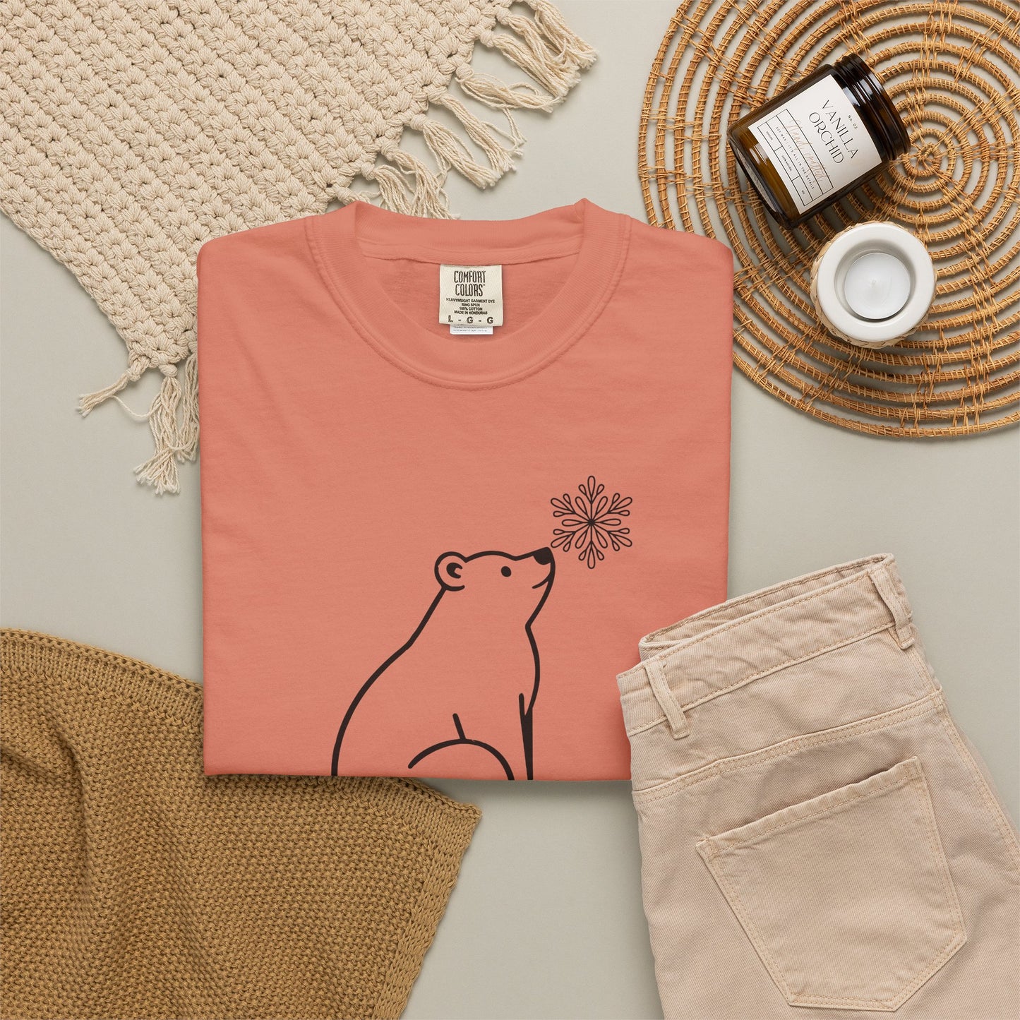 Comfort Colors Polar Bear Snowflake Tee