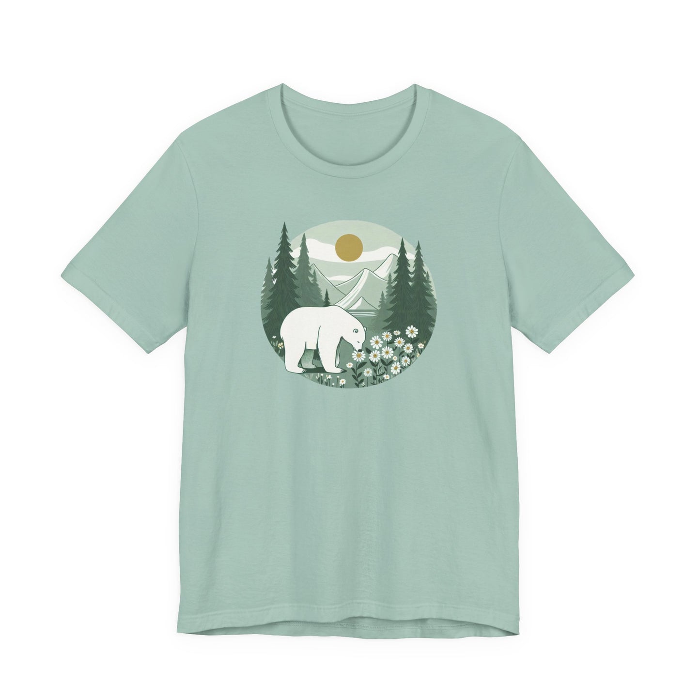 Polar Bear in the Pines Tee | Nature-Inspired Graphic T-Shirt