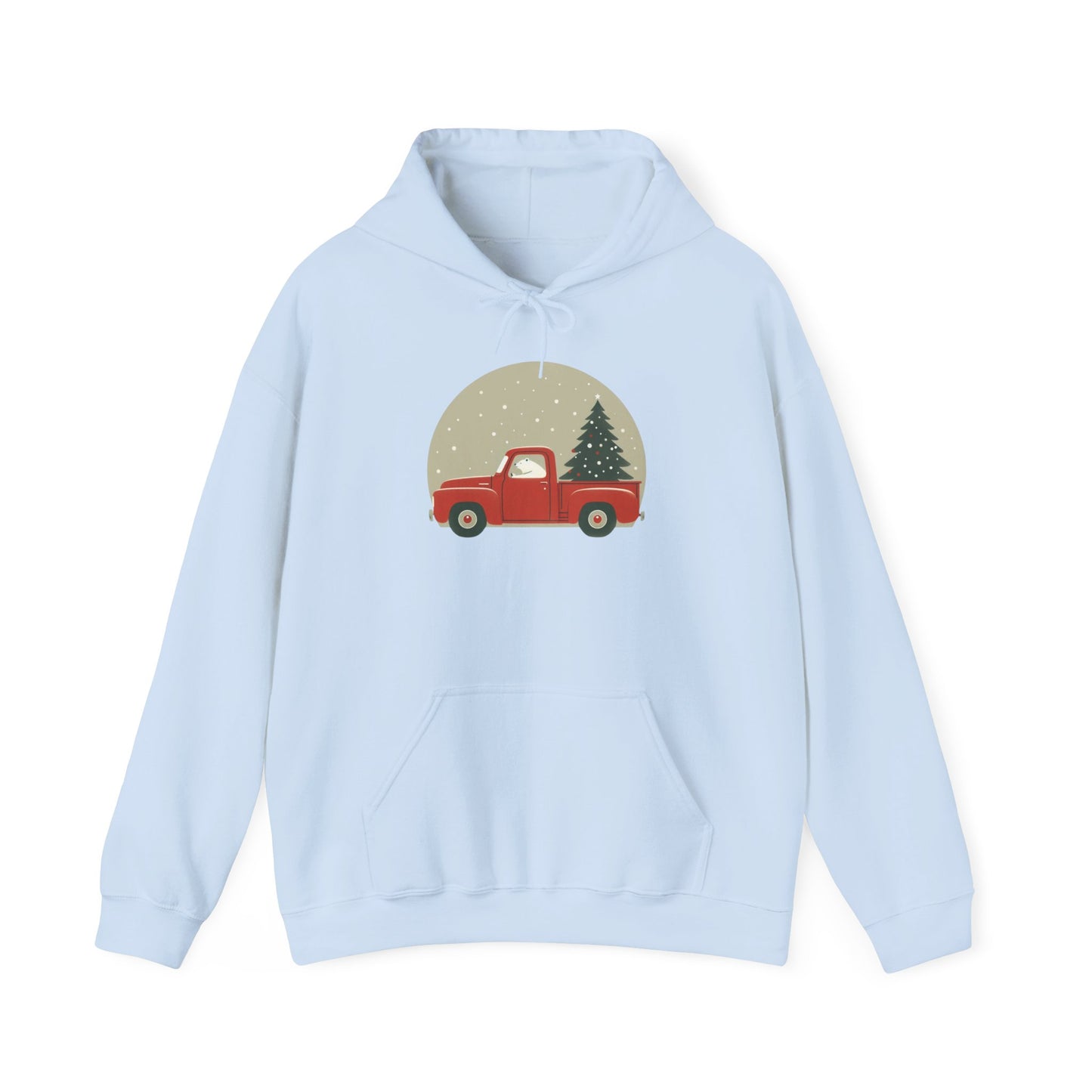 Snow Globe Delivery, Polar Bear Christmas Truck Design Heavyweight Hoodie