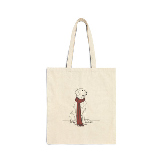 Golden Retriever Scarf Bear Premium Canvas Tote | Cozy Den Edition