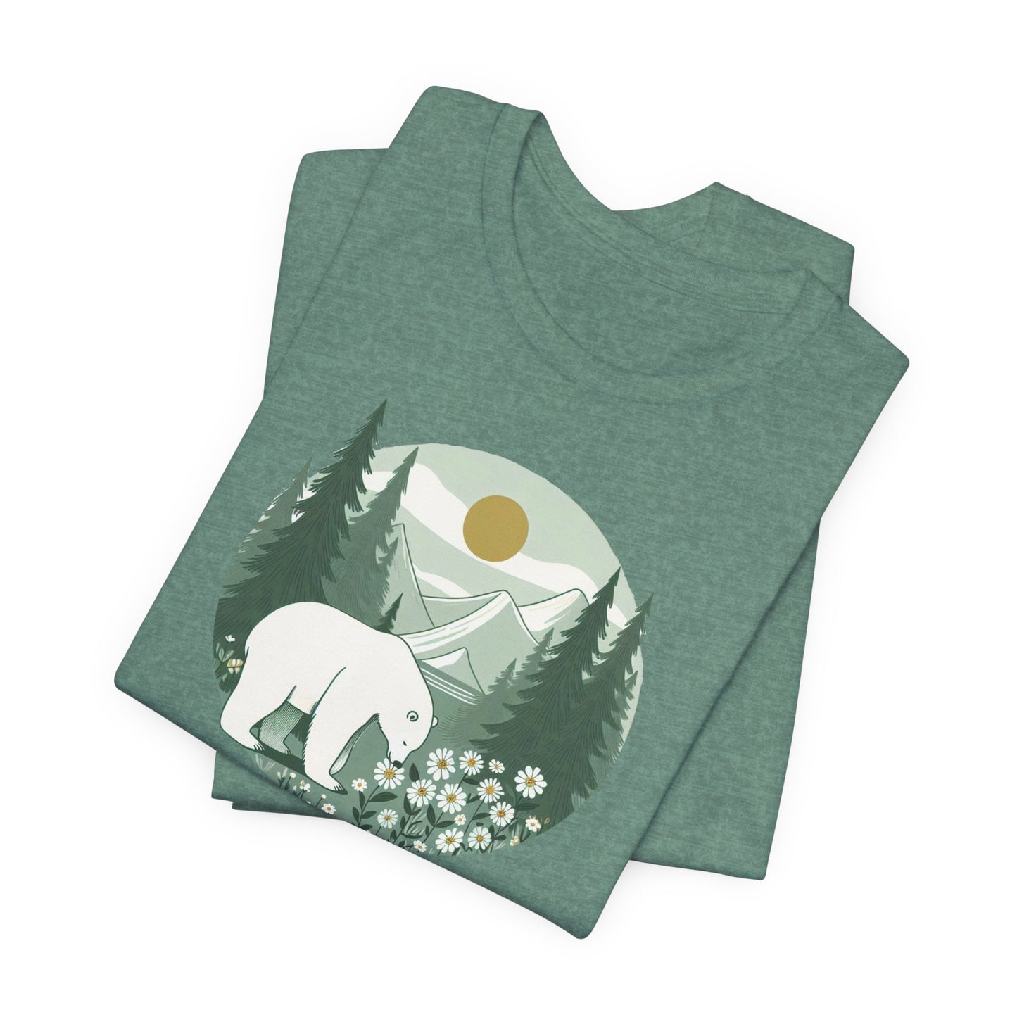 Polar Bear in the Pines Tee | Nature-Inspired Graphic T-Shirt