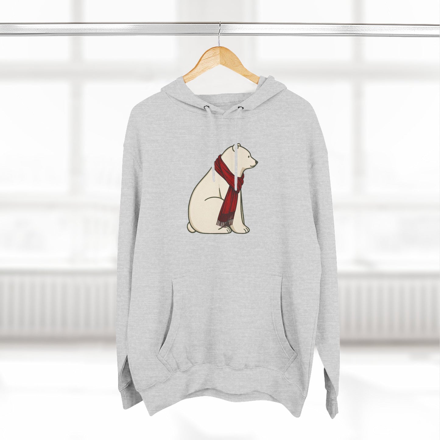 Polar Bear Scarf Hoodie | Cozy Winter Bear Sweatshirt