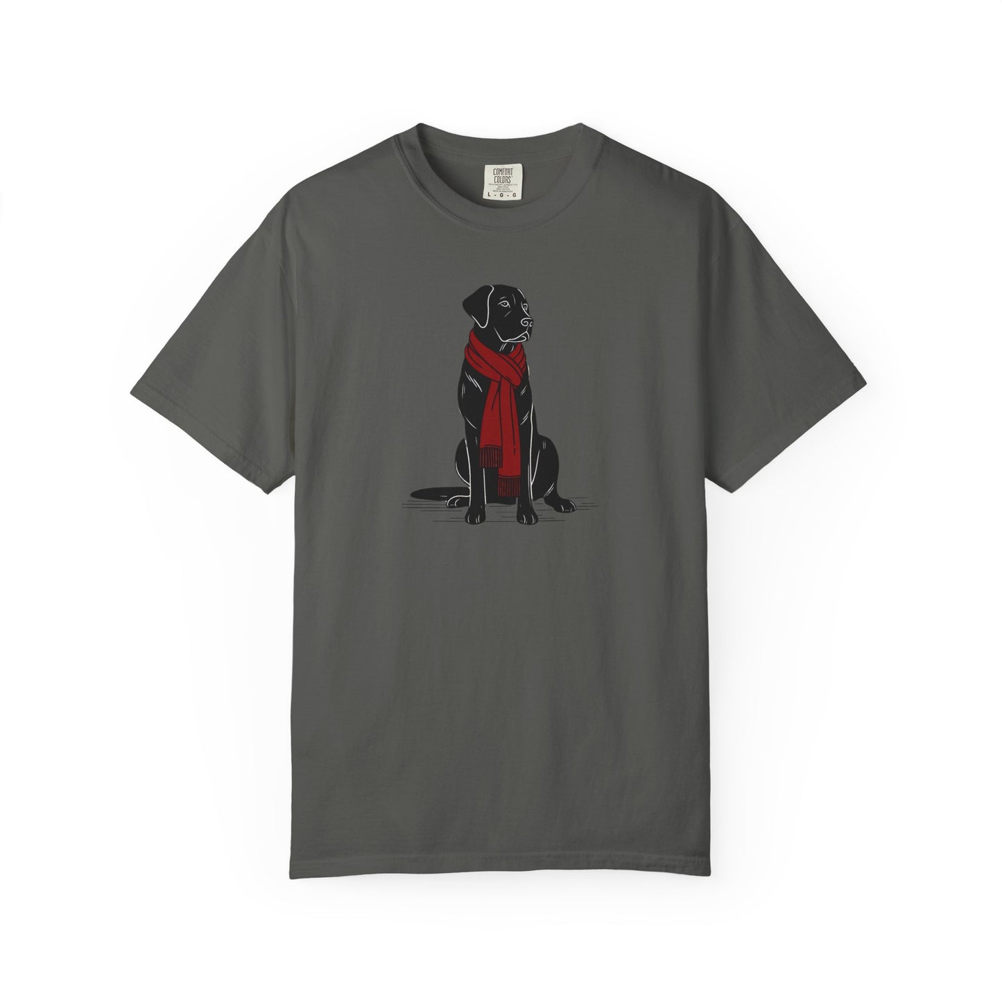 Black Lab Red Scarf Comfort Colors Tee