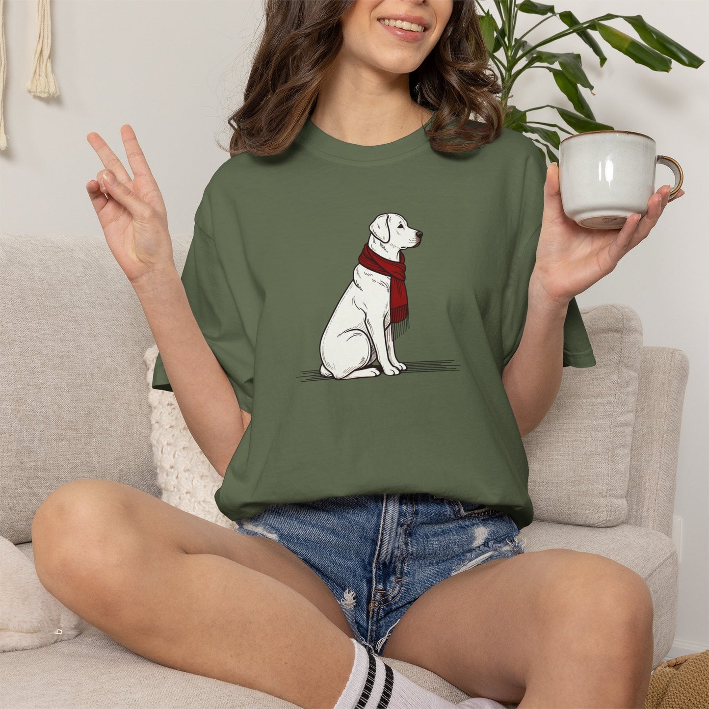Red Scarf Dog Tee