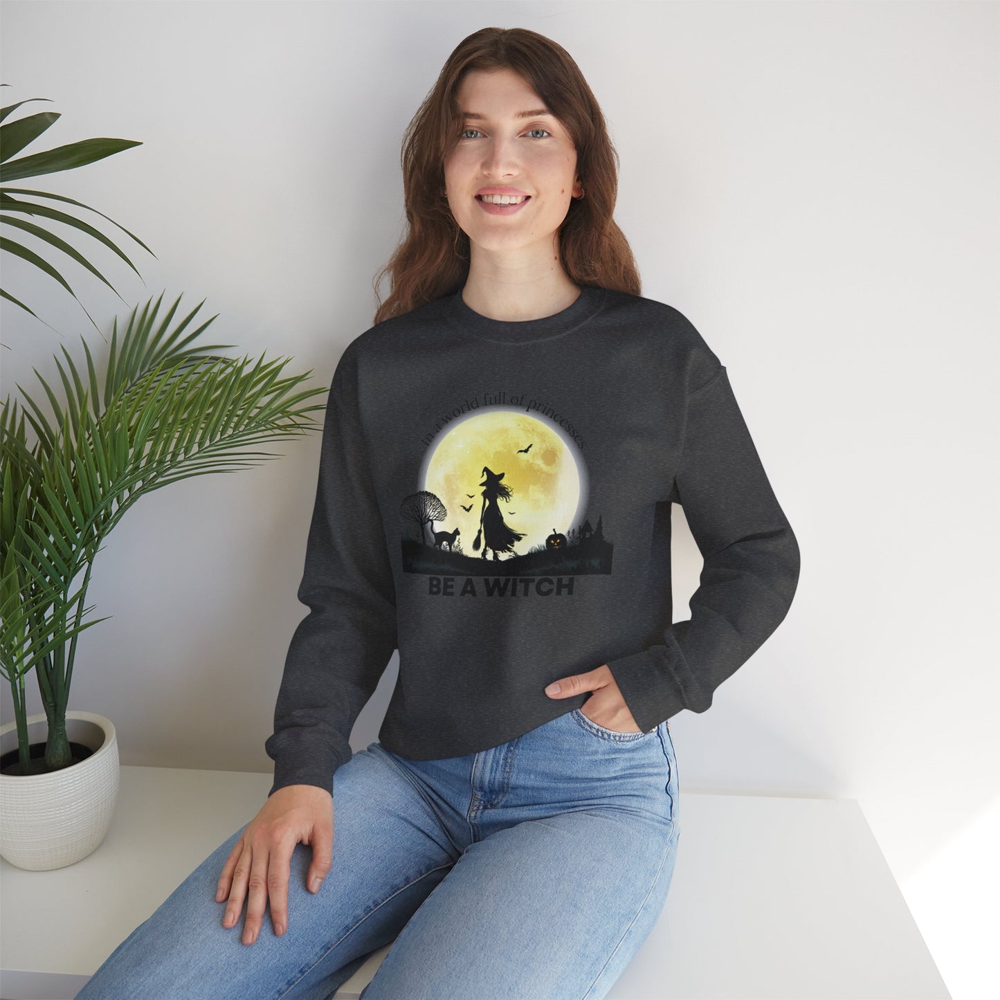 Be A Witch Celestial Moon Crewneck | Spooky Season Graphic Sweatshirt