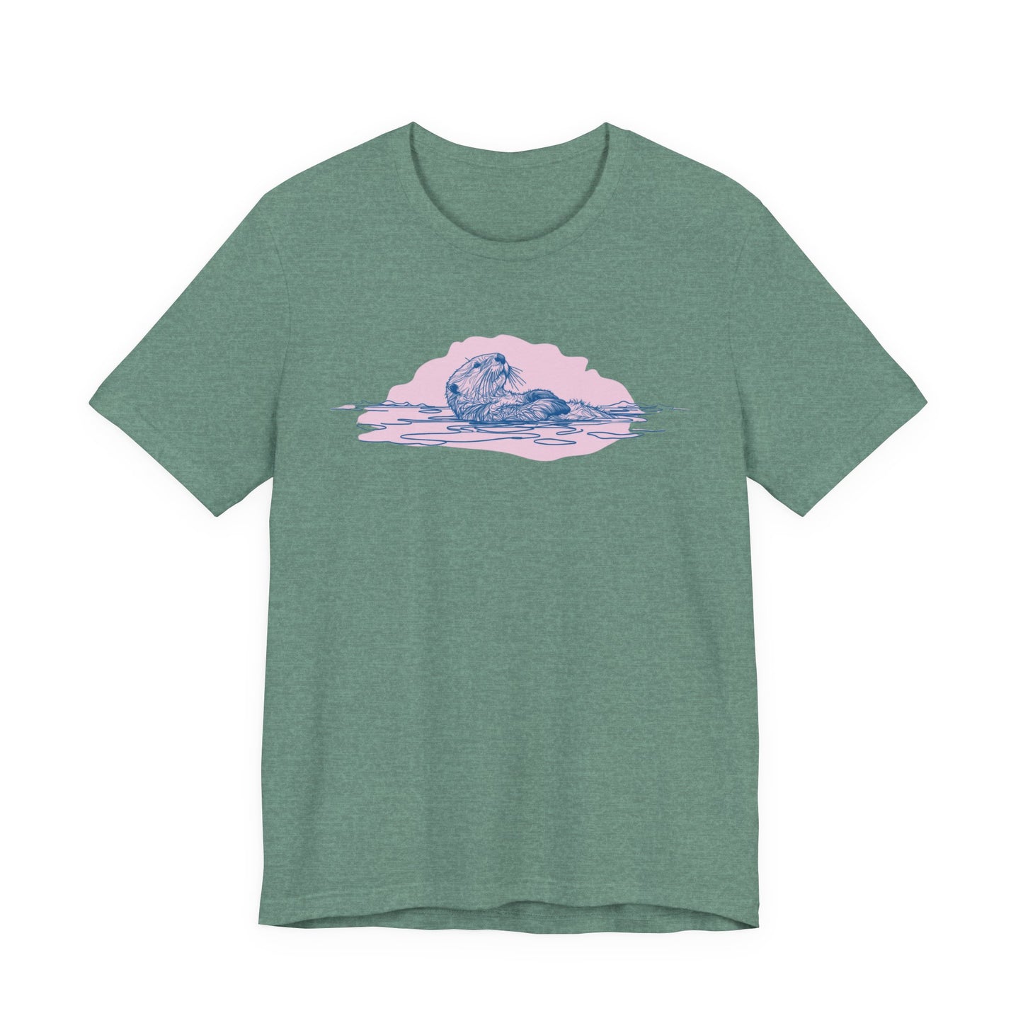 Pink Sky Otter Tee, Soft Pastel Ocean Graphic
