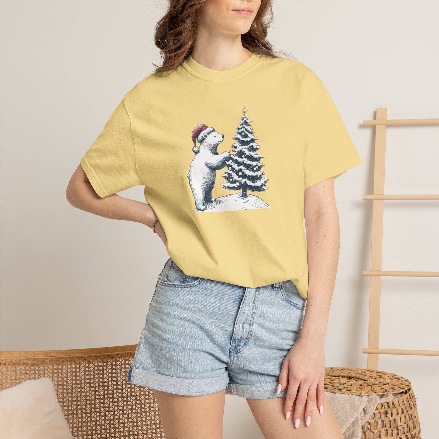 Comfort Colors Polar Bear Christmas Tree Tee
