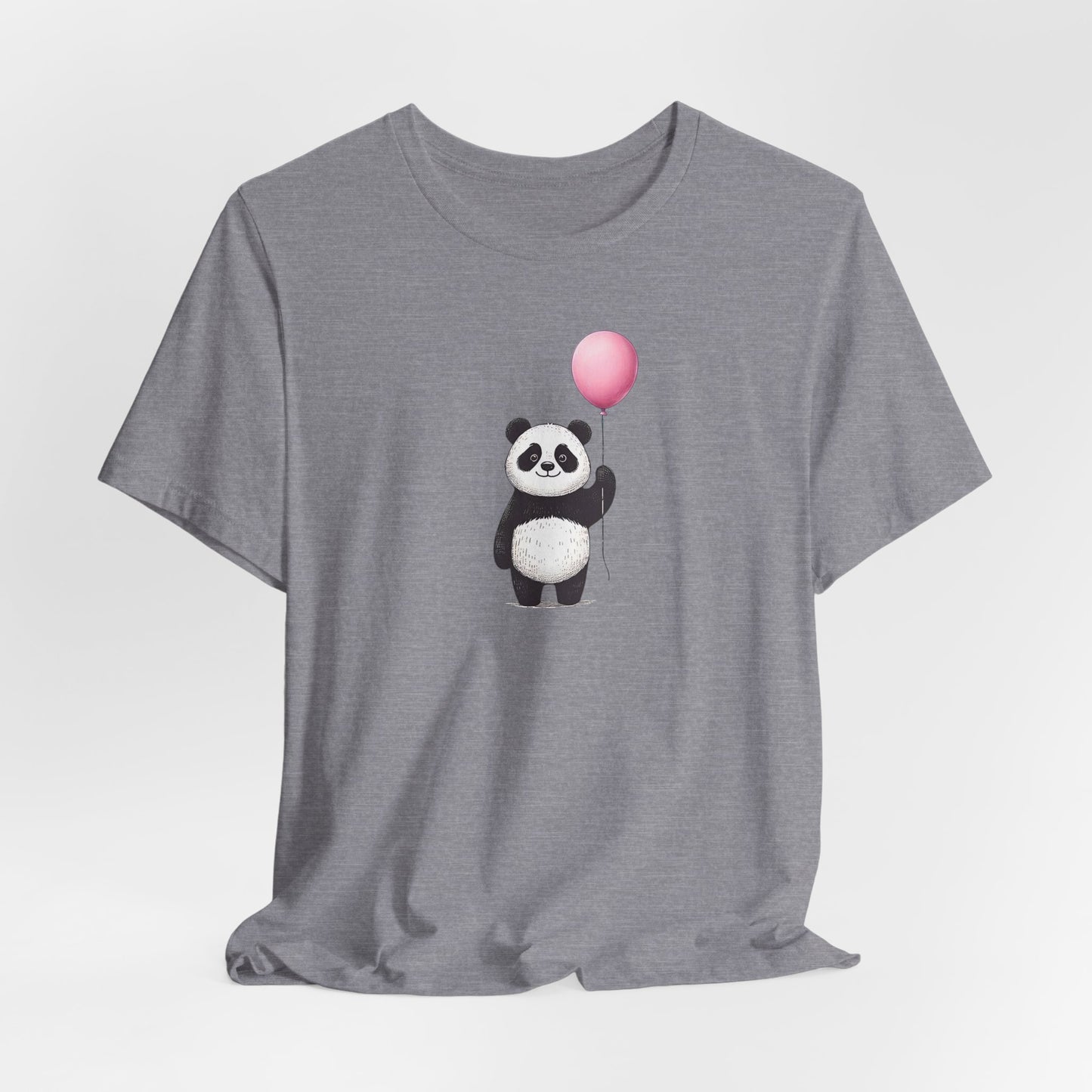 Panda with Balloon Tee | Playful Minimalist Graphic T-Shirt