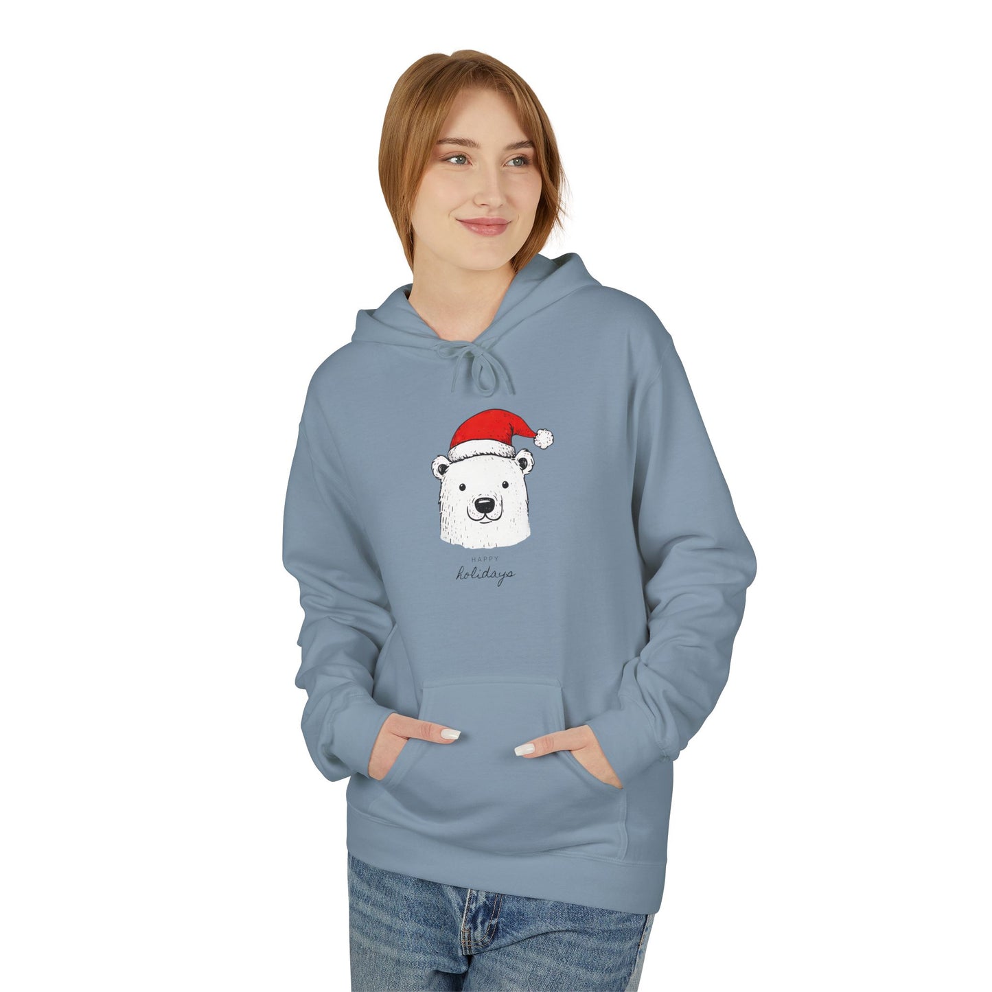 Polar Bear Santa Hat Hoodie