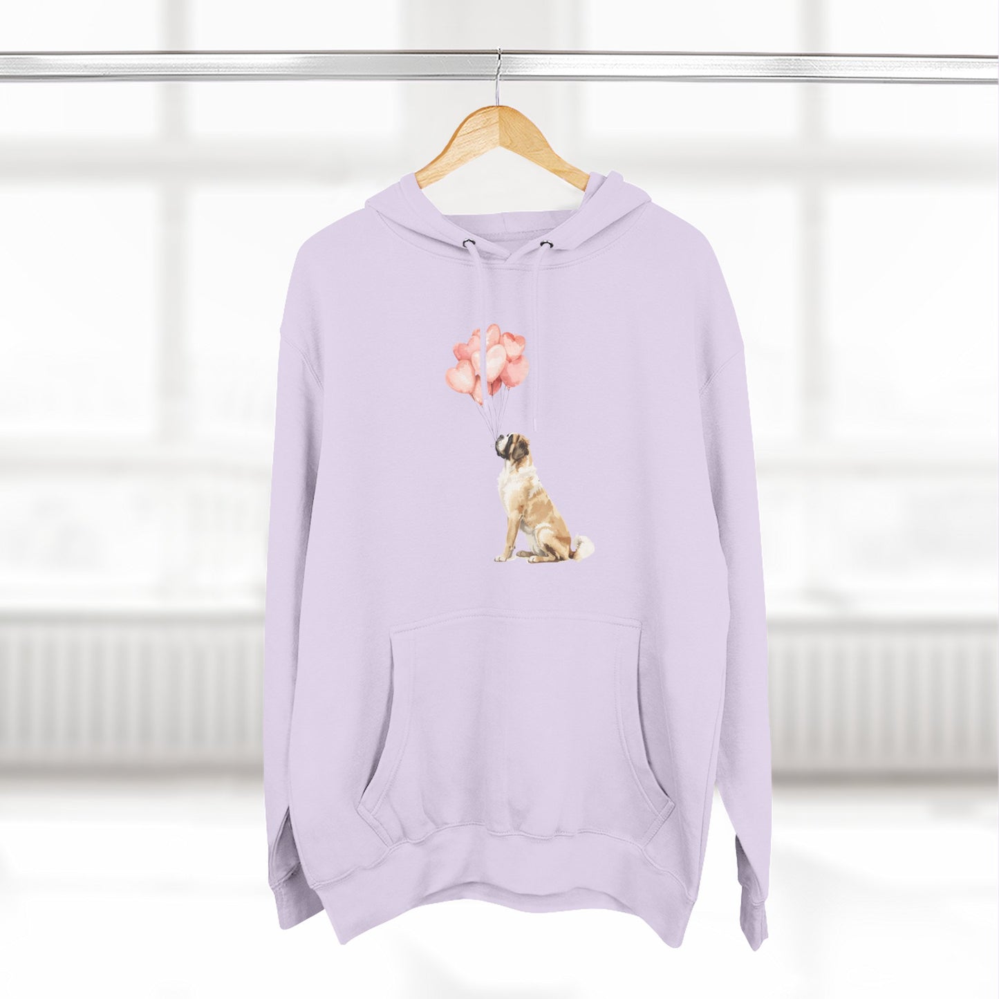 Saint Bernard with Heart Balloons Hoodie