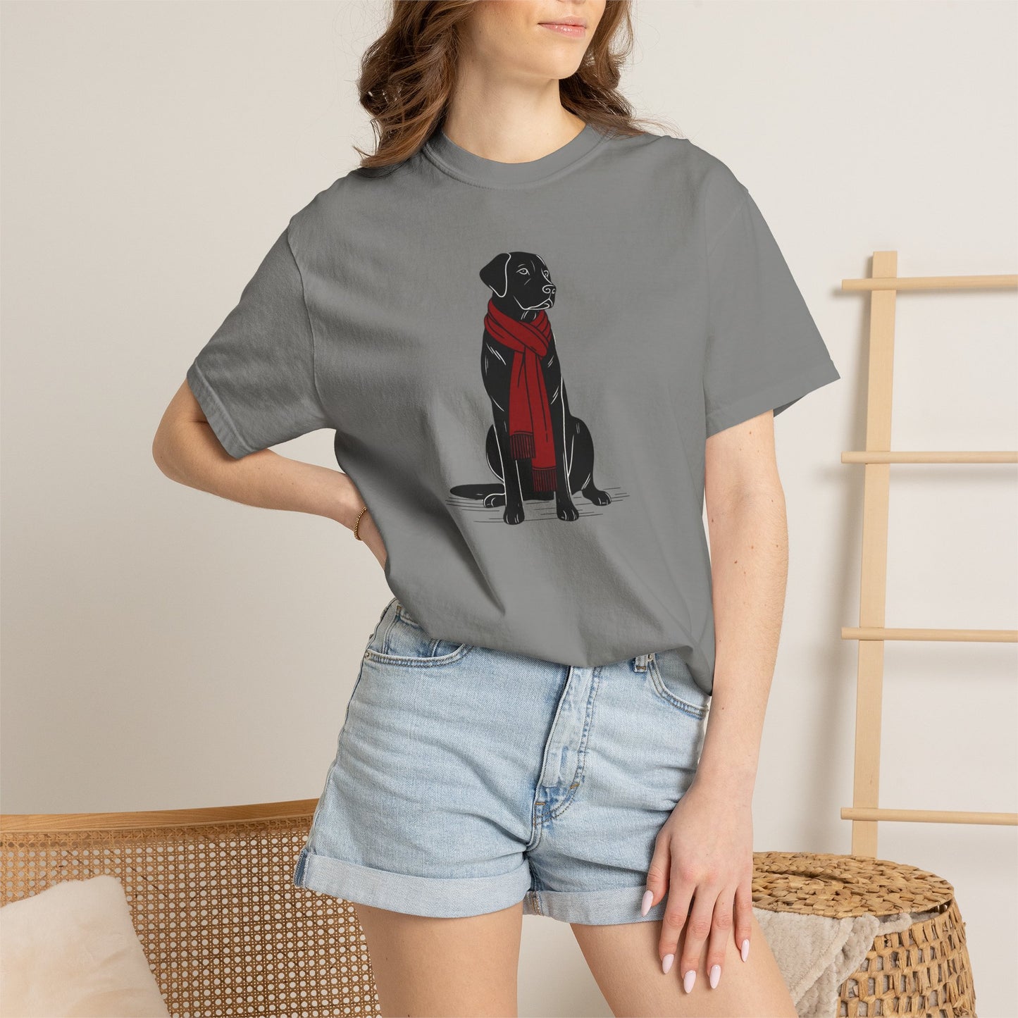 Black Lab Red Scarf Comfort Colors Tee
