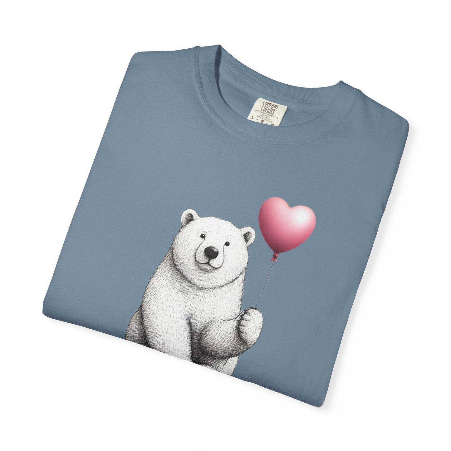 Sketch Polar Bear Heart Balloon Comfort Colors Tee