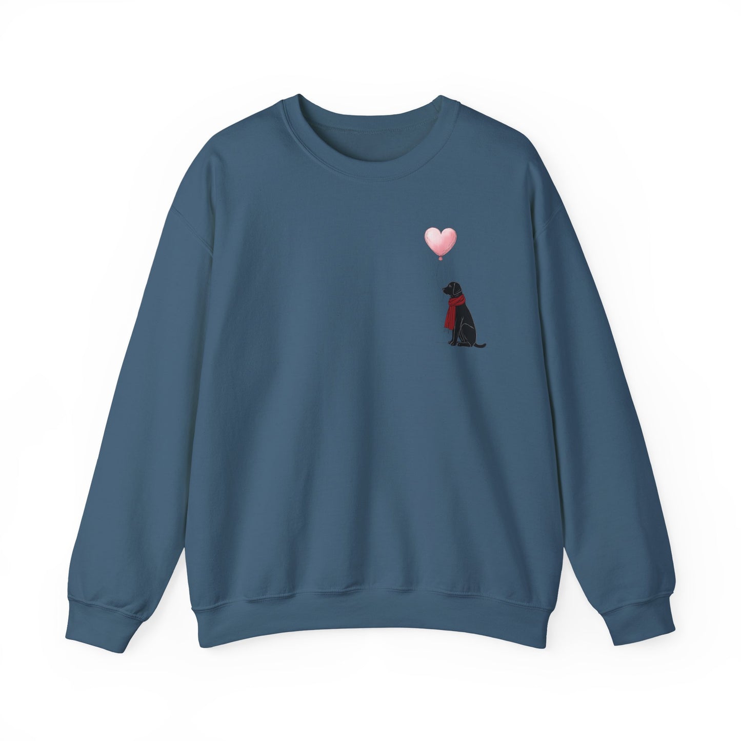Black Labrador with Heart Balloon Sweatshirt