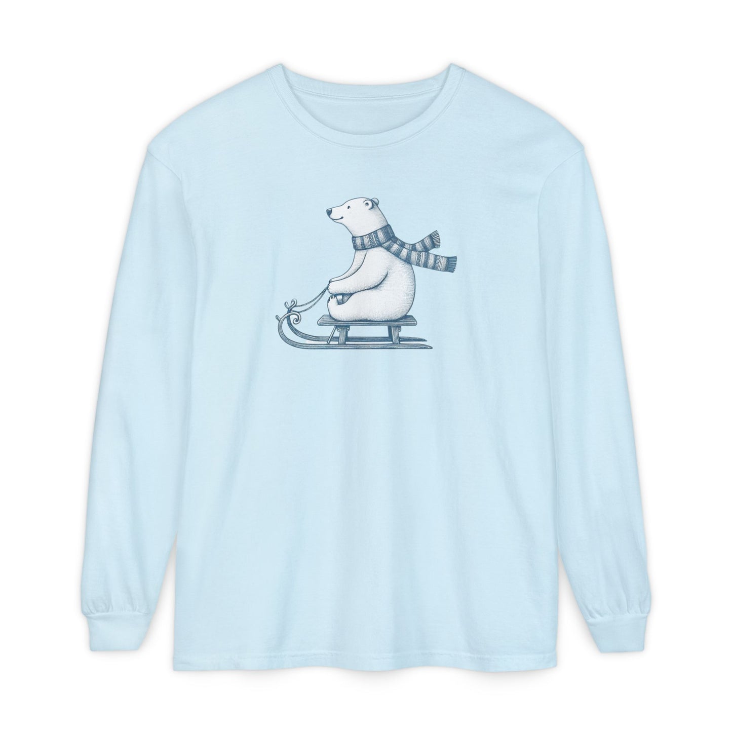 Christmas Cozy Sledding Polar Bear Long Sleeve T-Shirt