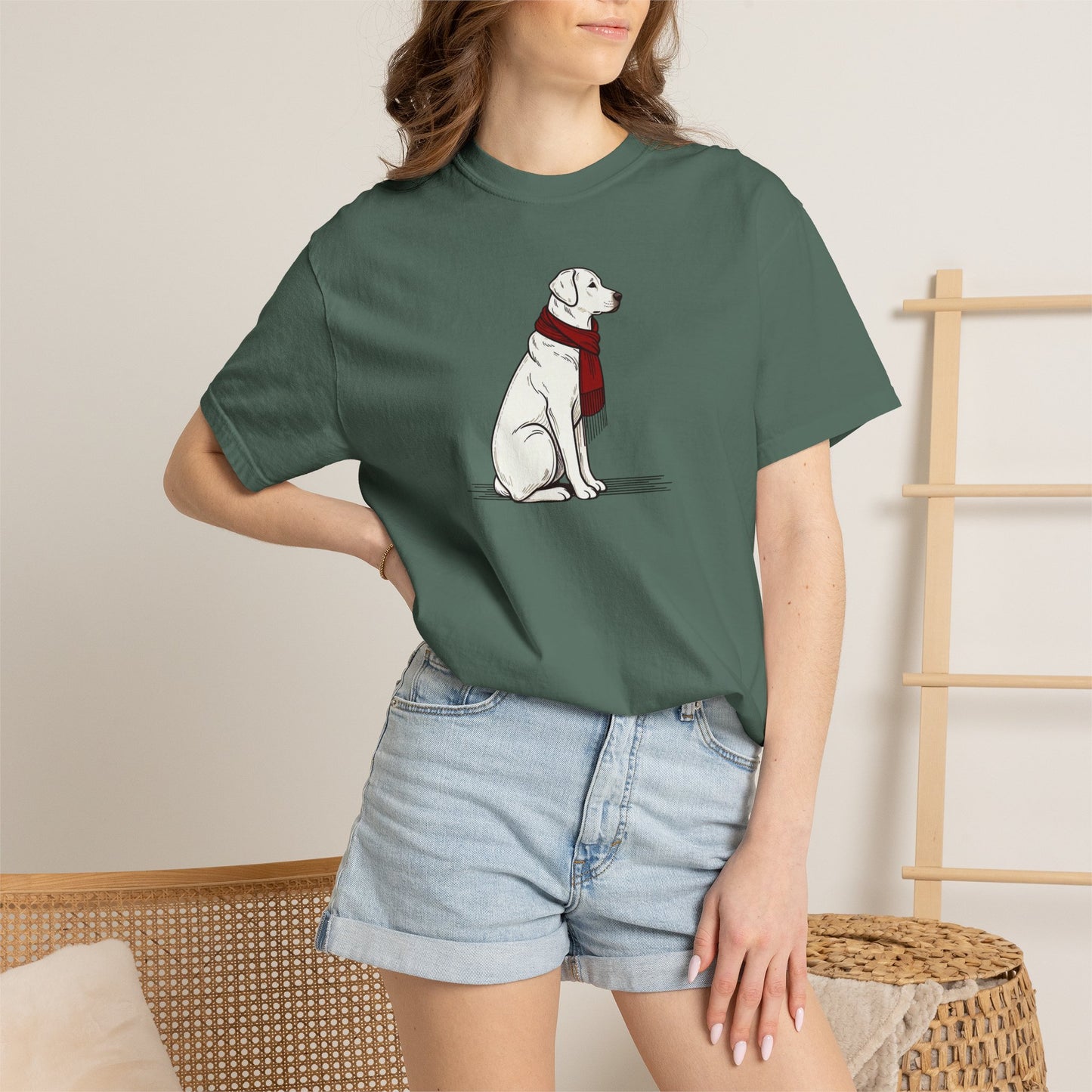 Red Scarf Dog Tee