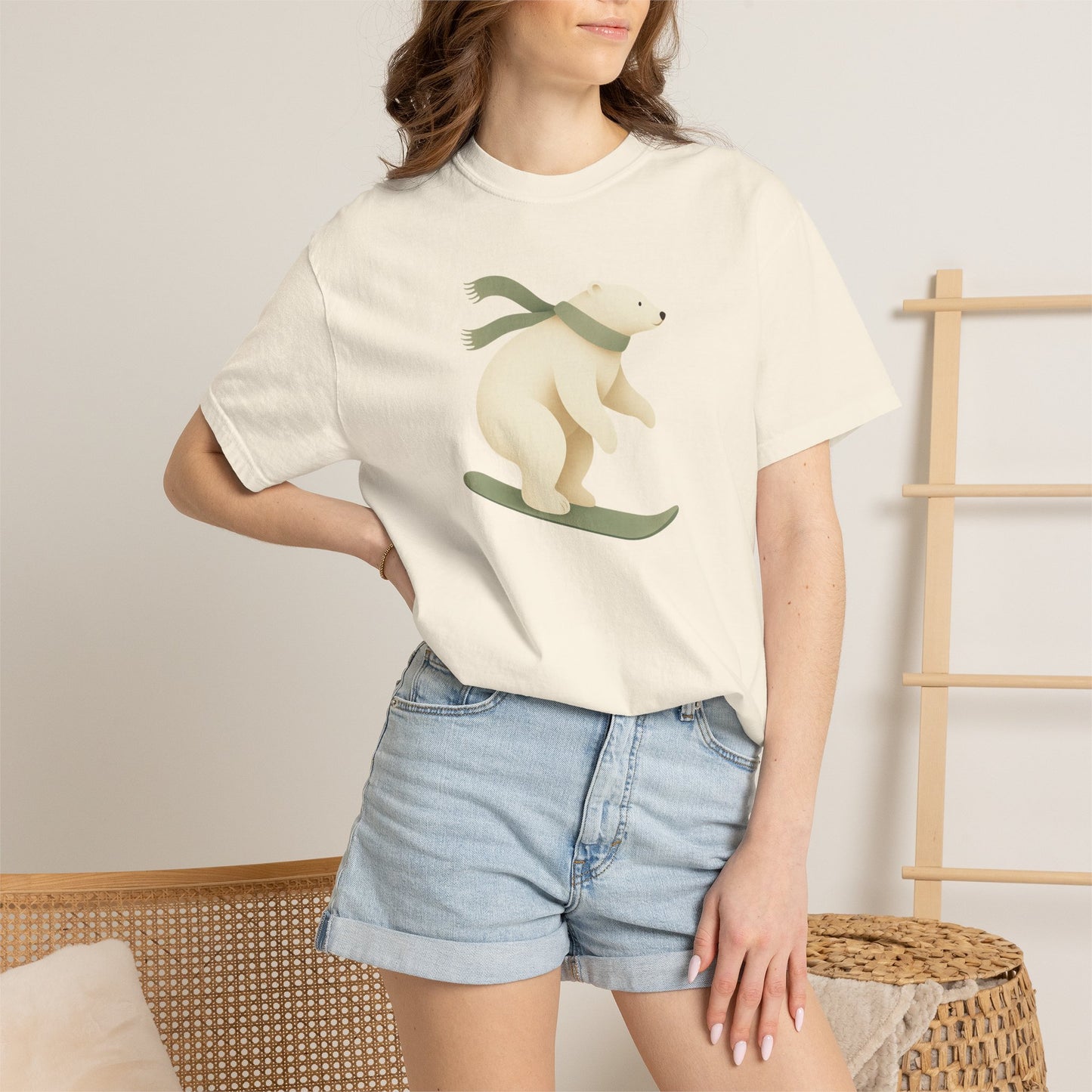 Comfort Colors Polar Bear Snowboard Tee