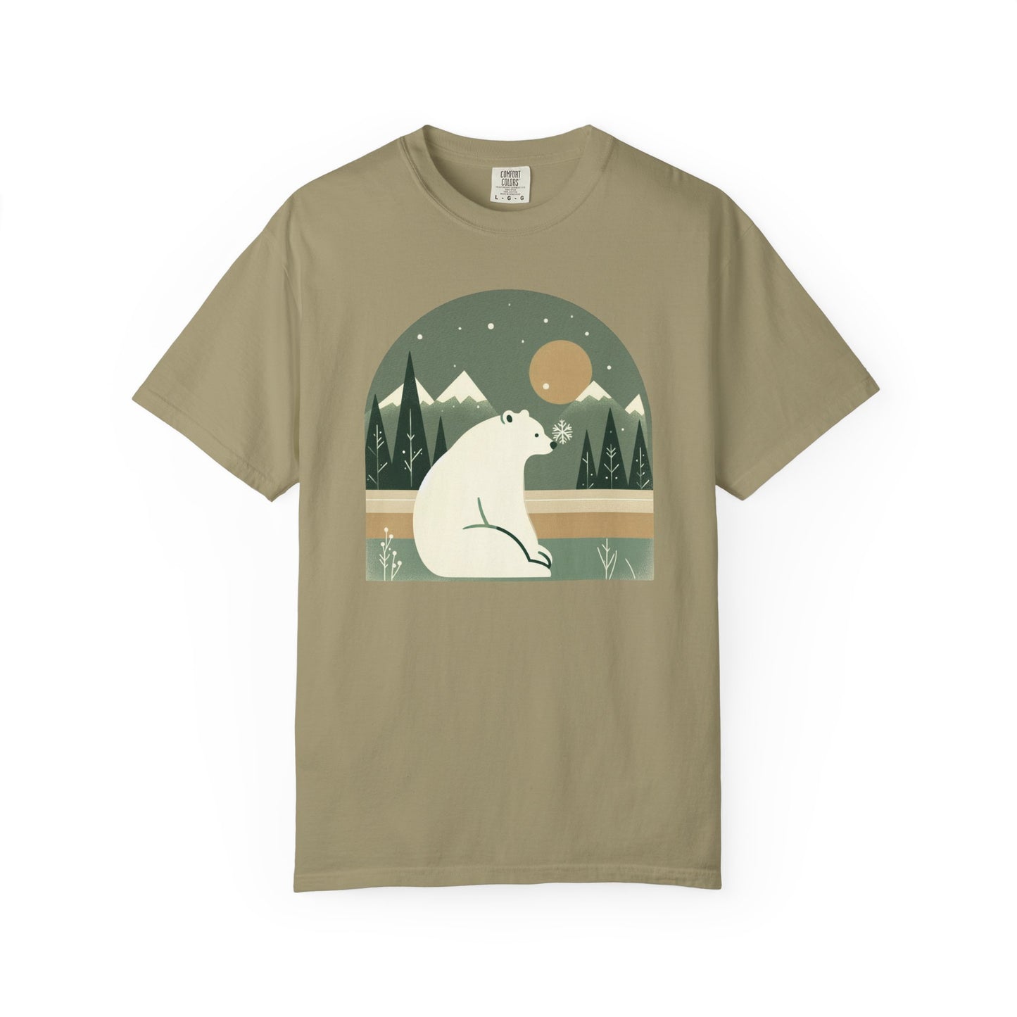 Polar Bear Nightscape T-Shirt | Retro Forest Moon Graphic