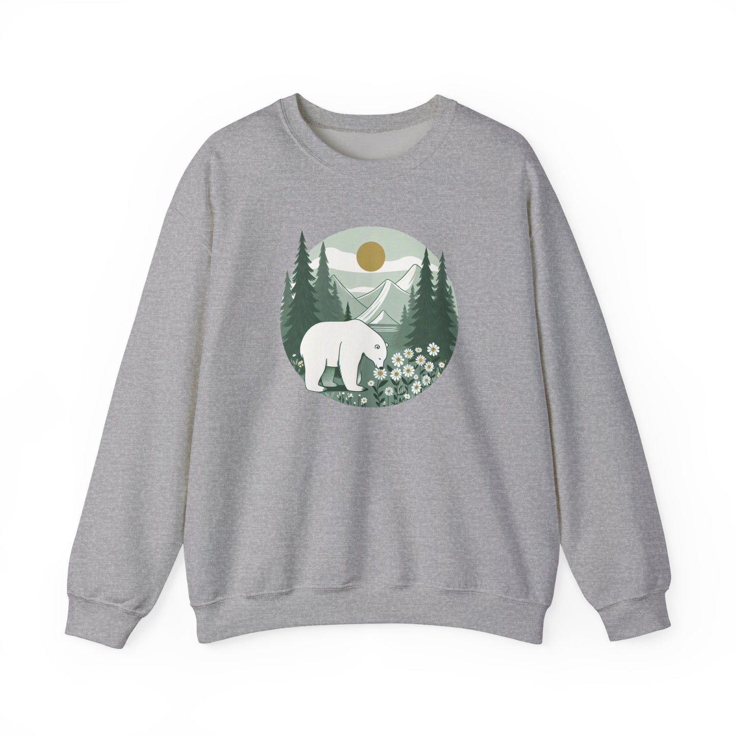 Polar Bear in the Pines Sweatshirt | Cozy Nature-Inspired Crewneck