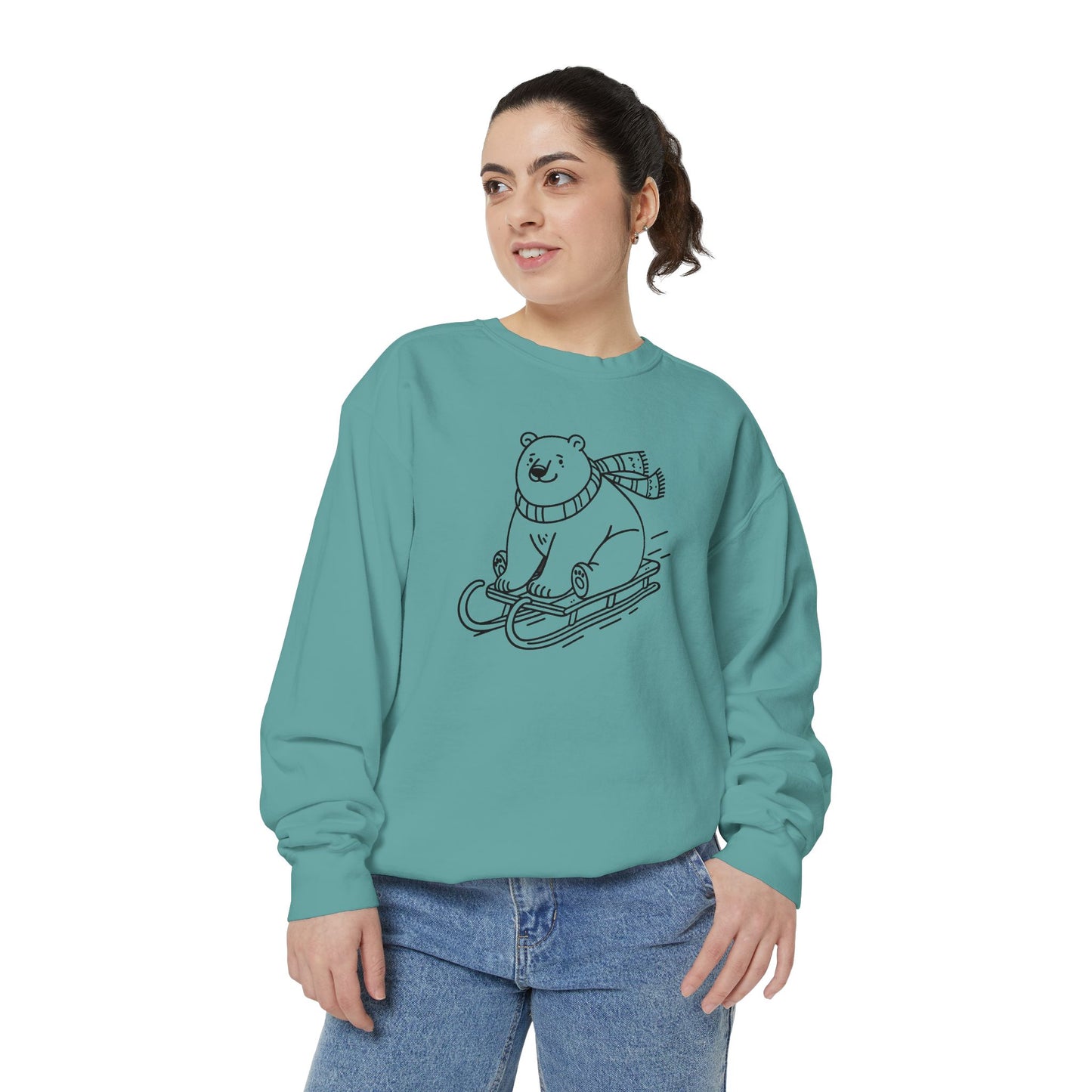 Polar Bear Sledding Comfort Colors Sweatshirt