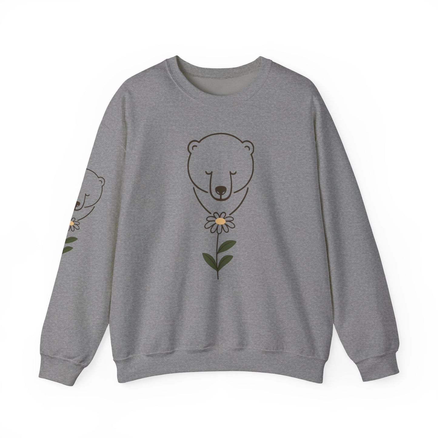 Polar Bear Wildflower Sweatshirt | Minimalist Nature Graphic