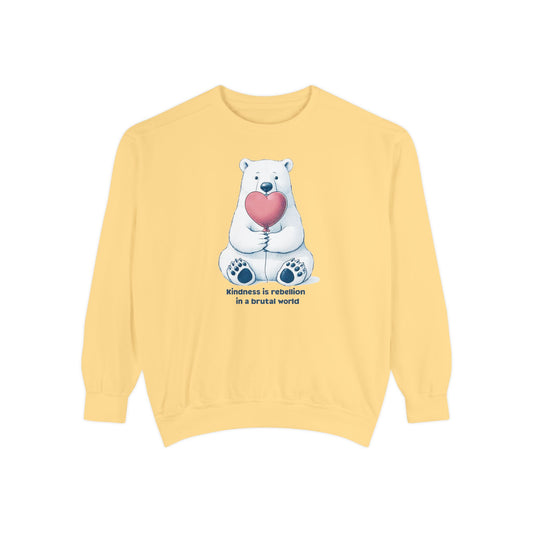 Kindness Is Rebellion Polar Bear Sweatshirt | Heart Graphic