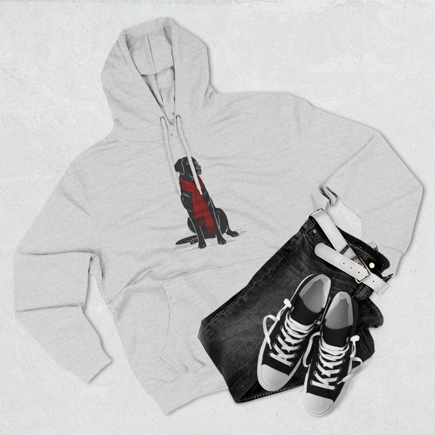 Black Lab Red Scarf Hoodie