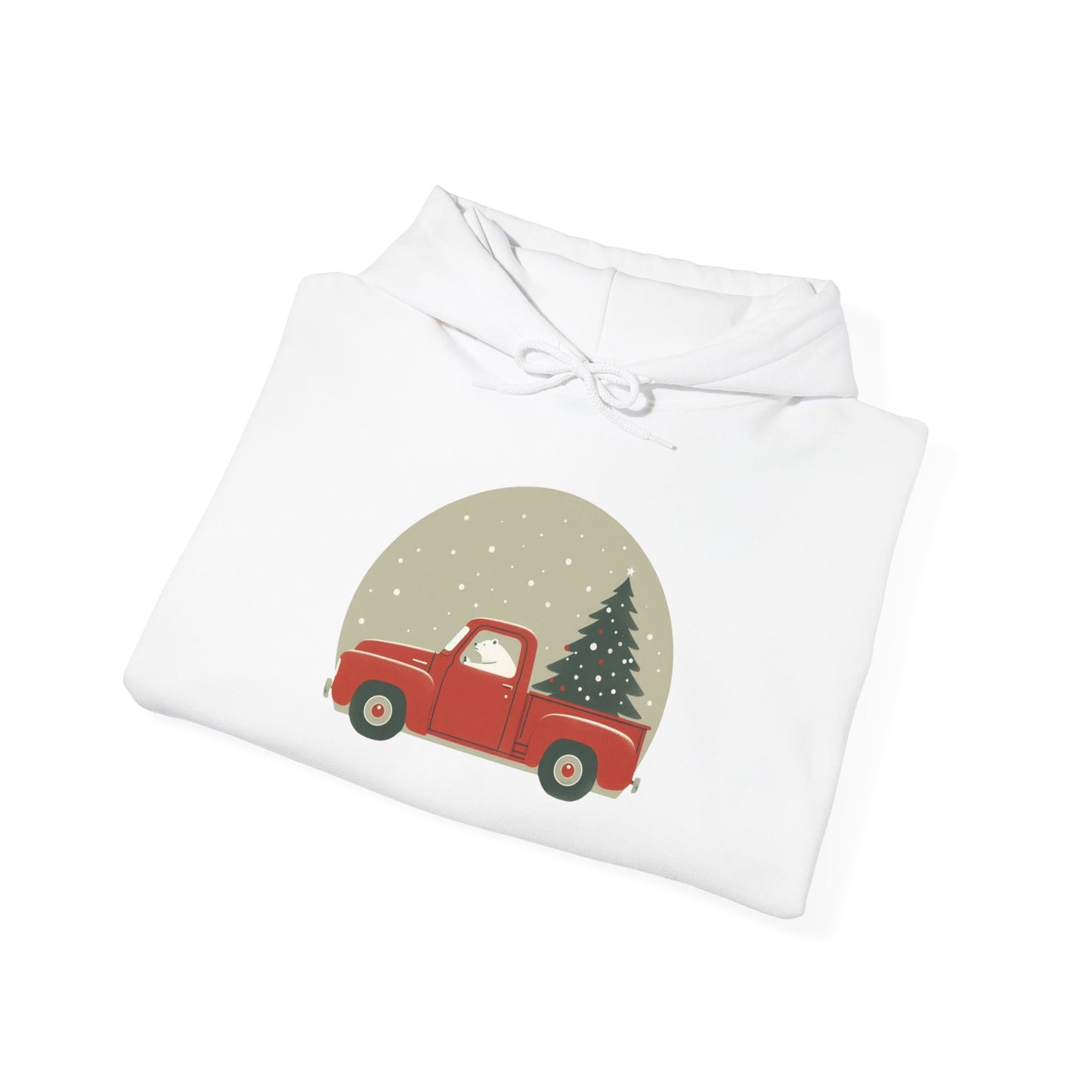 Snow Globe Delivery, Polar Bear Christmas Truck Design Heavyweight Hoodie