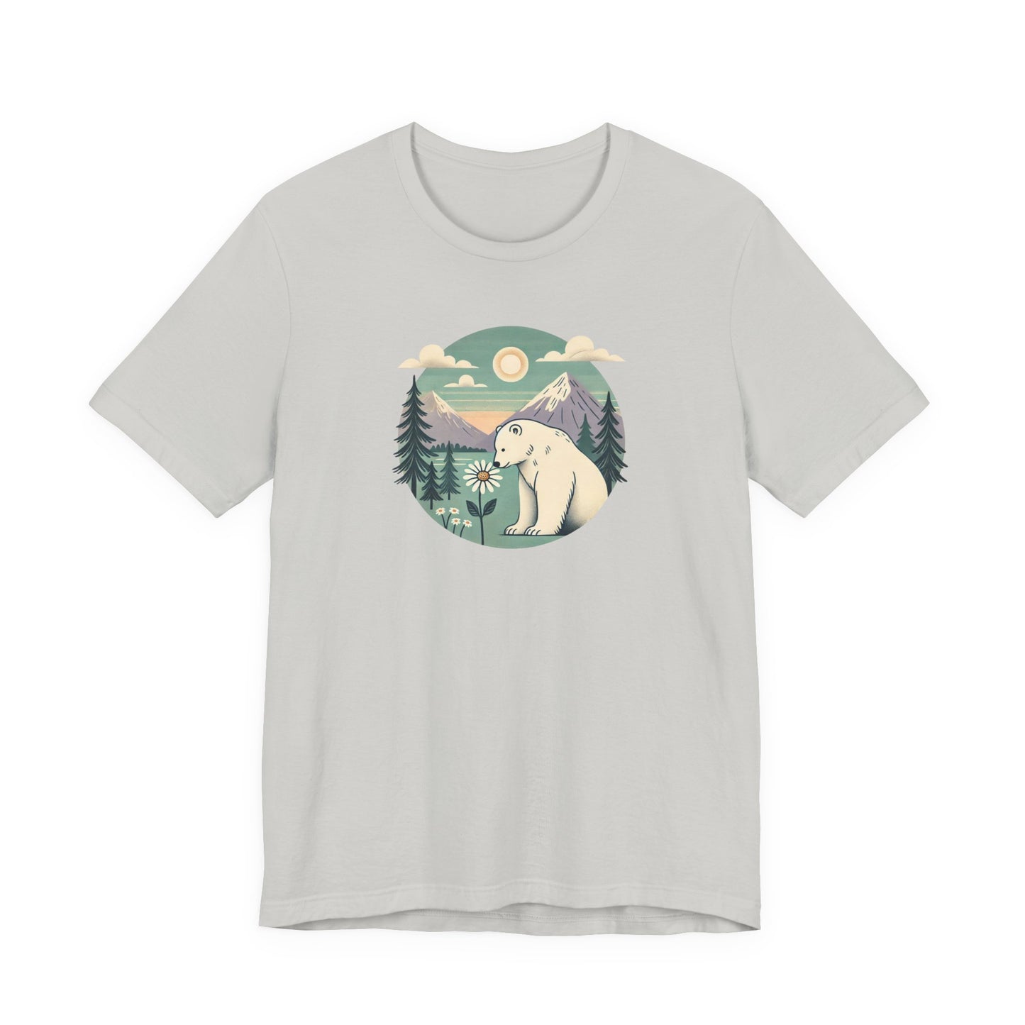 Sunset Polar Bear Tee | Nature-Inspired Mountain Graphic T-Shirt