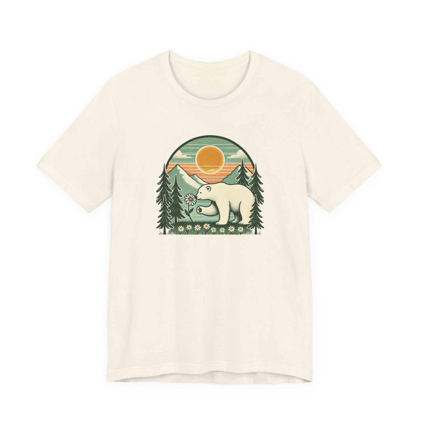 Polar Bear Daisy Tee | Nature Graphic T-Shirt