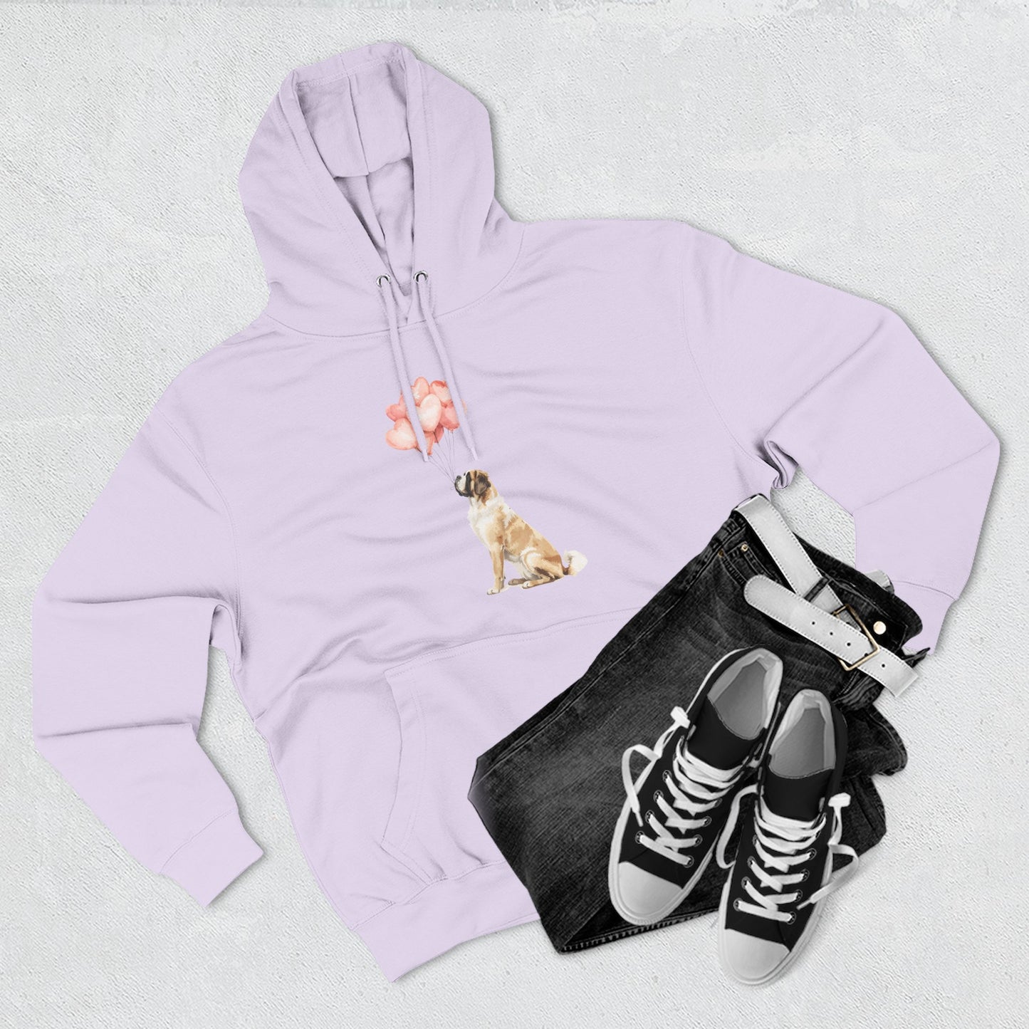 Saint Bernard with Heart Balloons Hoodie